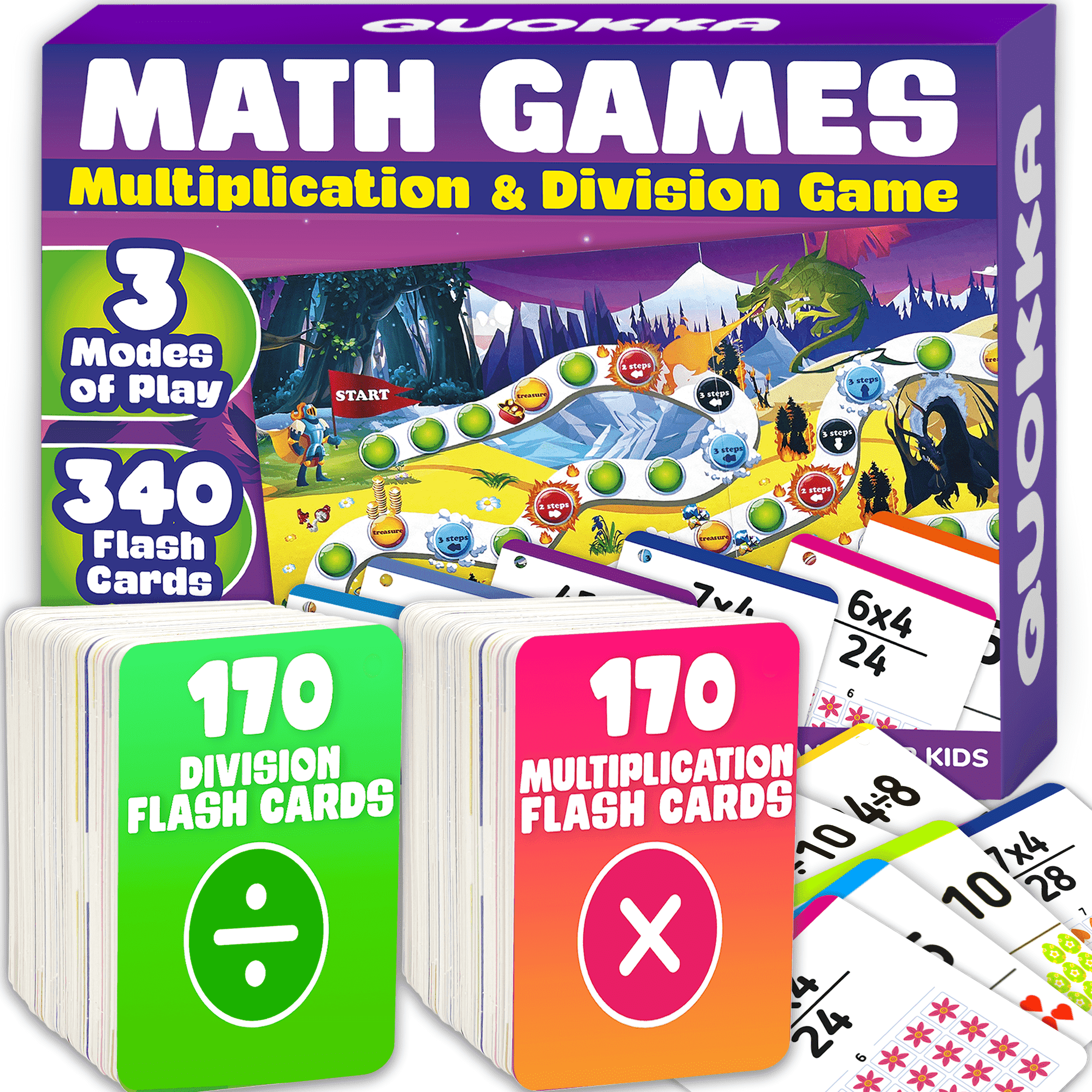 Quokka Multiplication and Division Math Flash Cards Set (Red, 340 Cards) cxrqm