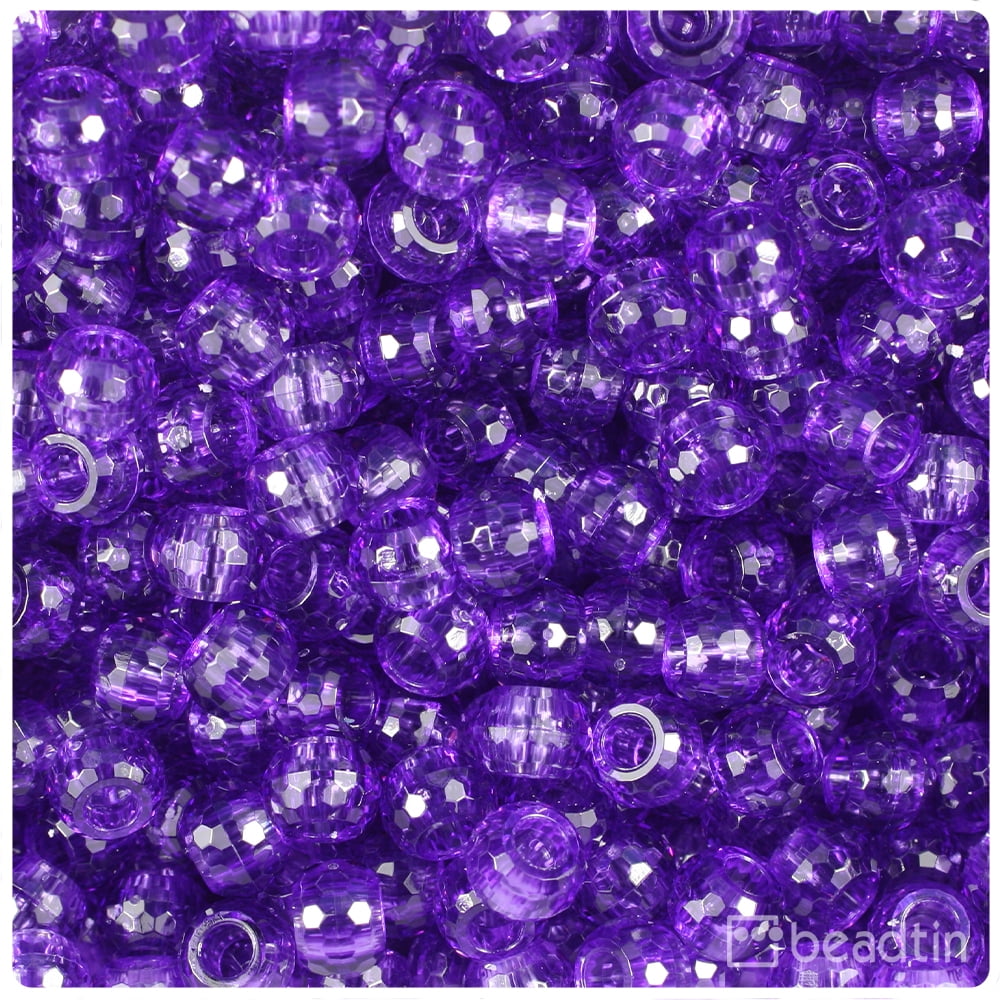 BeadTin Amethyst Transparent Faceted Barrel Pony Beads (9mm, 500 Count) ylzmm
