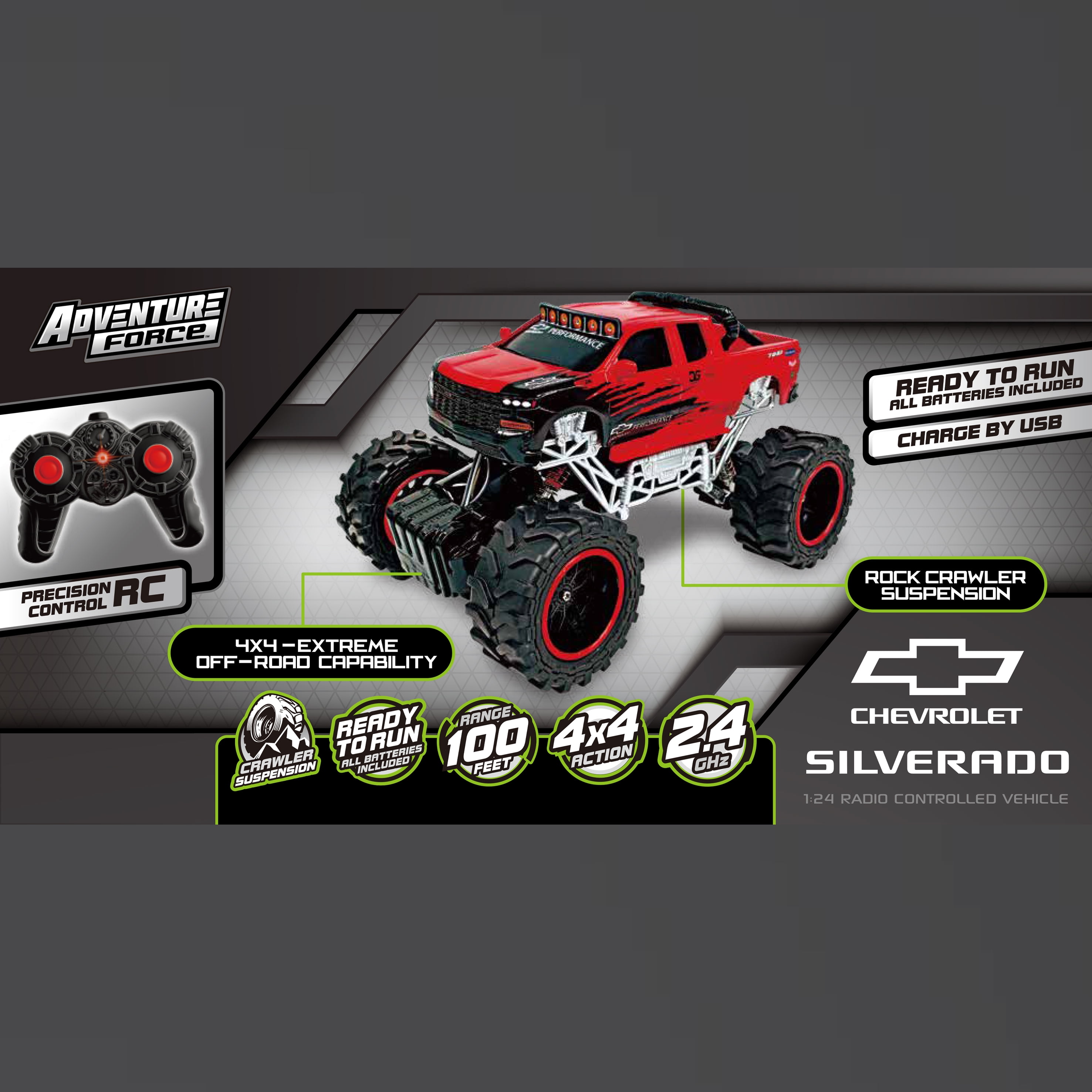 Adventure Force Silverado 4x4 Radio Control Truck (Red, 1:24 Scale) j4hq5