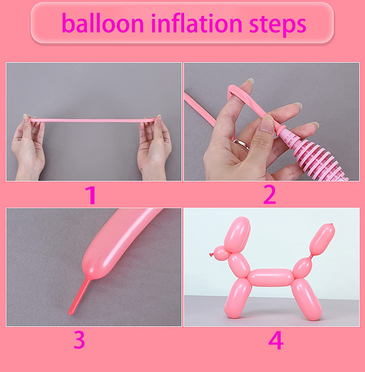 Generic Balloon Pump Handheld Two-Way Dual Action Inflator for Latex and Foil Balloons (Pink, 1 Piece) c79ck