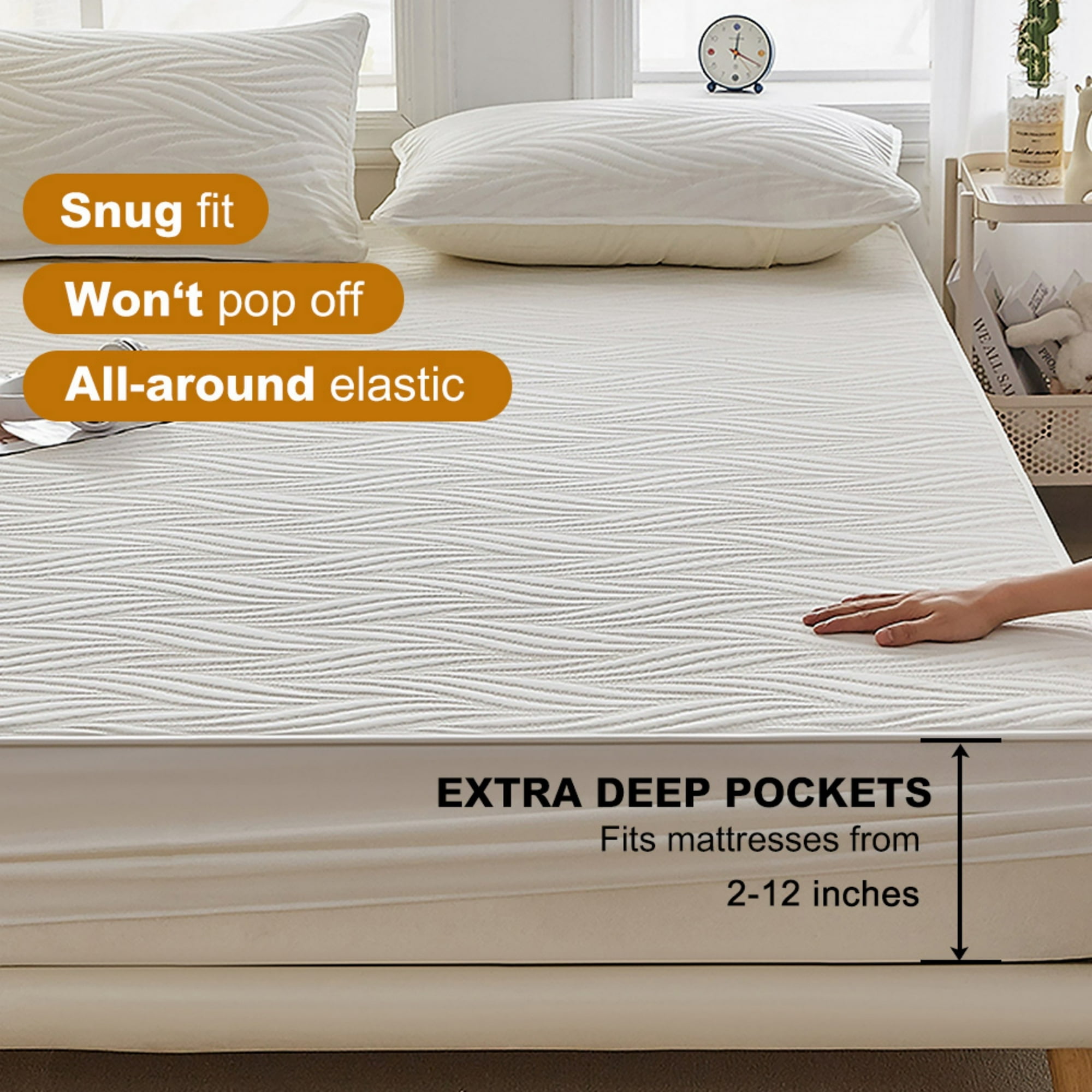Lavish Cover Ultra Soft Waterproof Fitted Sheet, Breathable Mattress Protector (White, Queen) di231