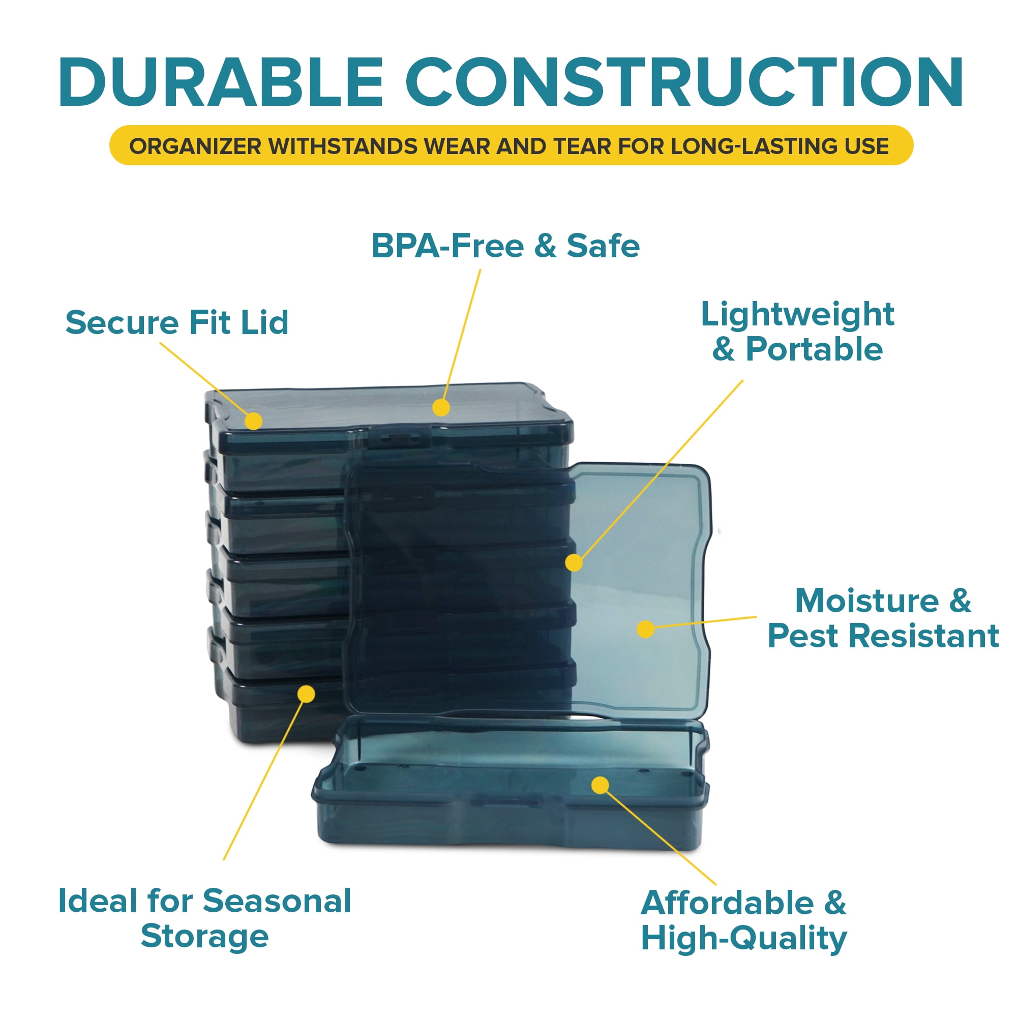 Artist Concepts Stackable Craft Storage Containers, Durable Art Supply Organizer (Black, 6-Pack) g4d2n