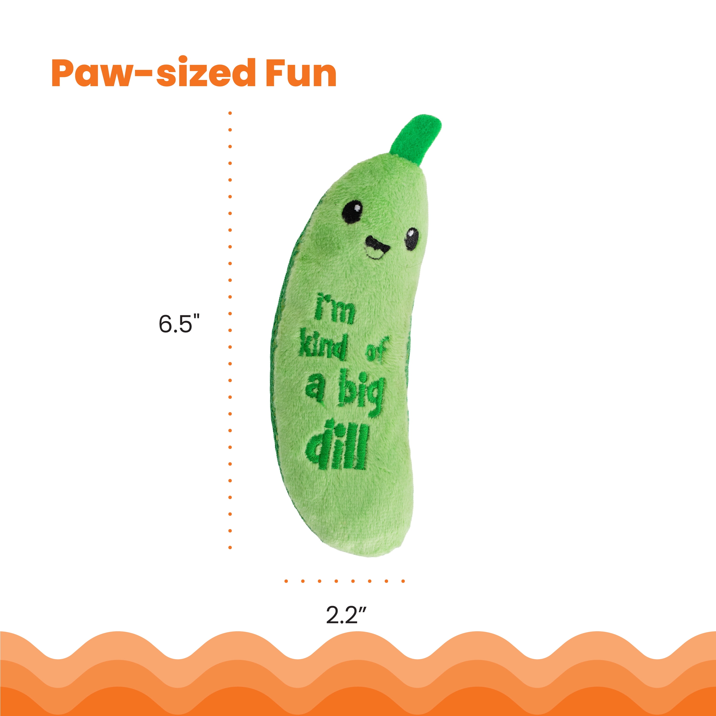 Catstages Crunchy Pickle Kicker Cat Toy, Plush Crinkle Toy with Catnip and Dental Mesh (Green, 6.5 in) 8vv8s