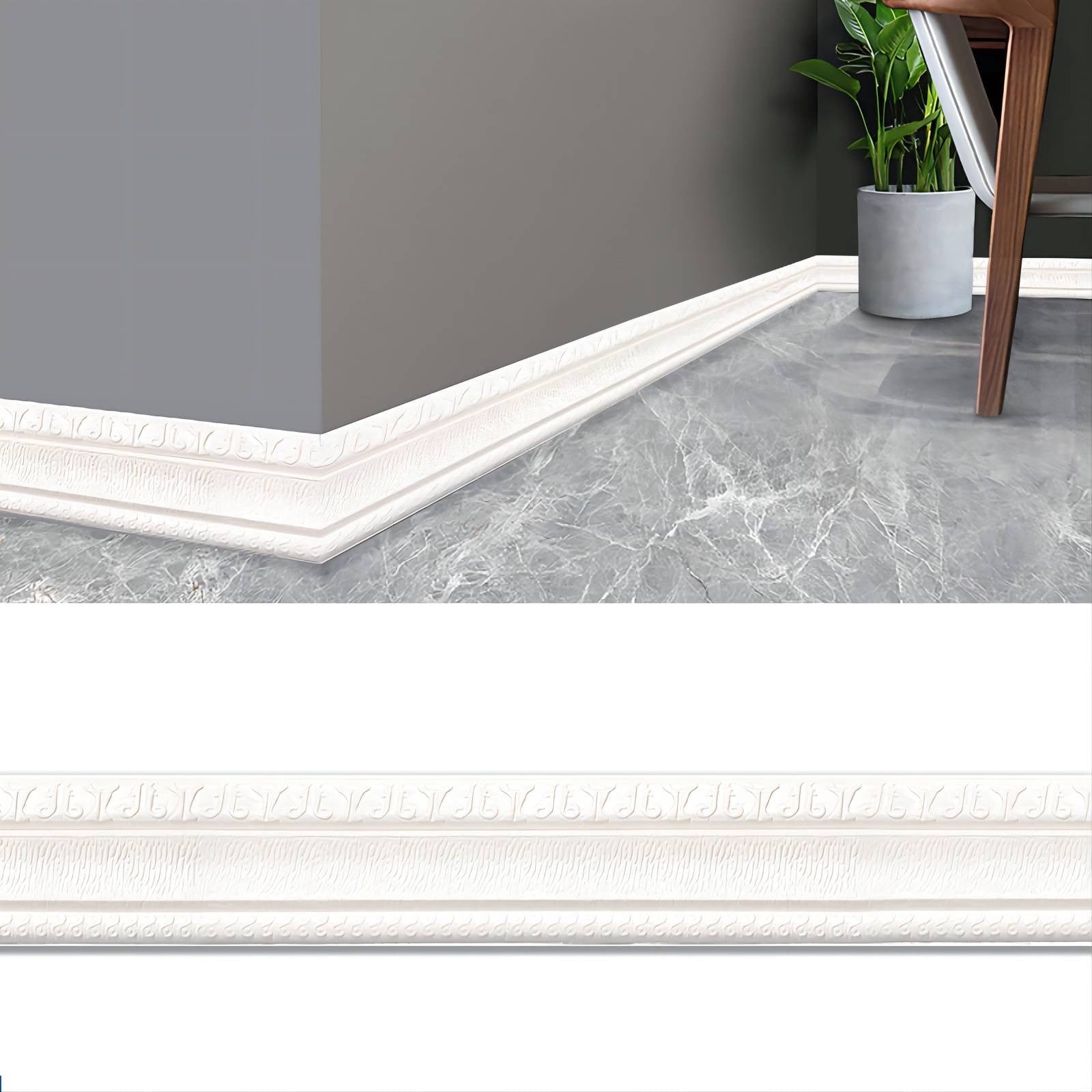 Aorijia Peel and Stick Foam Molding Trim, Flexible Self-Adhesive Wall Baseboard for Home Decor (White, 90 in x 3 in) pcr4t