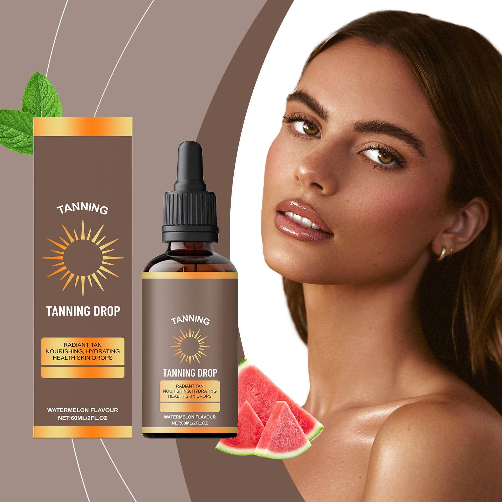 Viwoeim Watermelon Self Tanning Drops, Natural Bronzed Glow Face and Body Tanning Solution (2 oz) 9mxyv