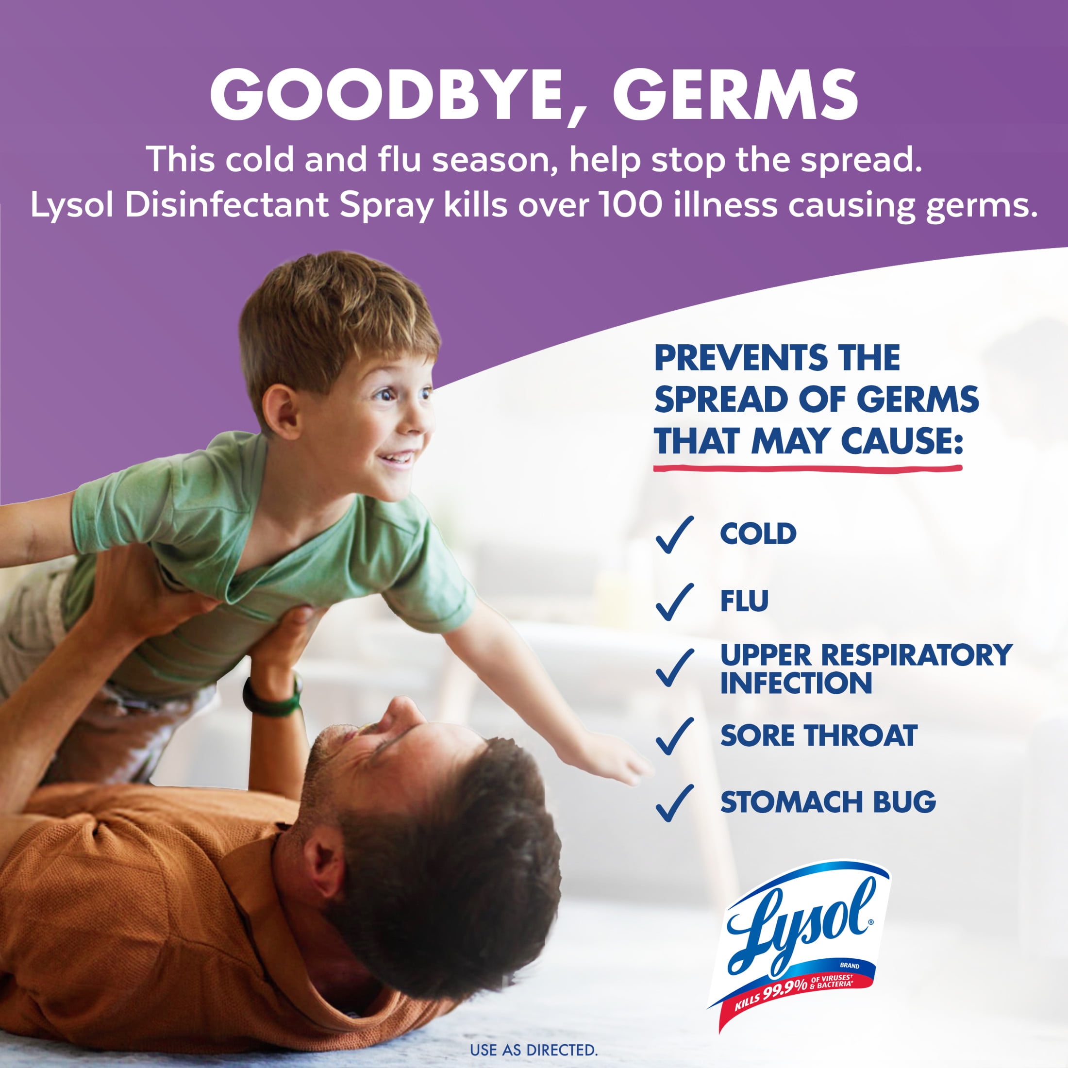Lysol Disinfectant Spray, Antibacterial Surface Sanitizer, Lavender & Cotton Blossom (12.5 oz) 6uwya