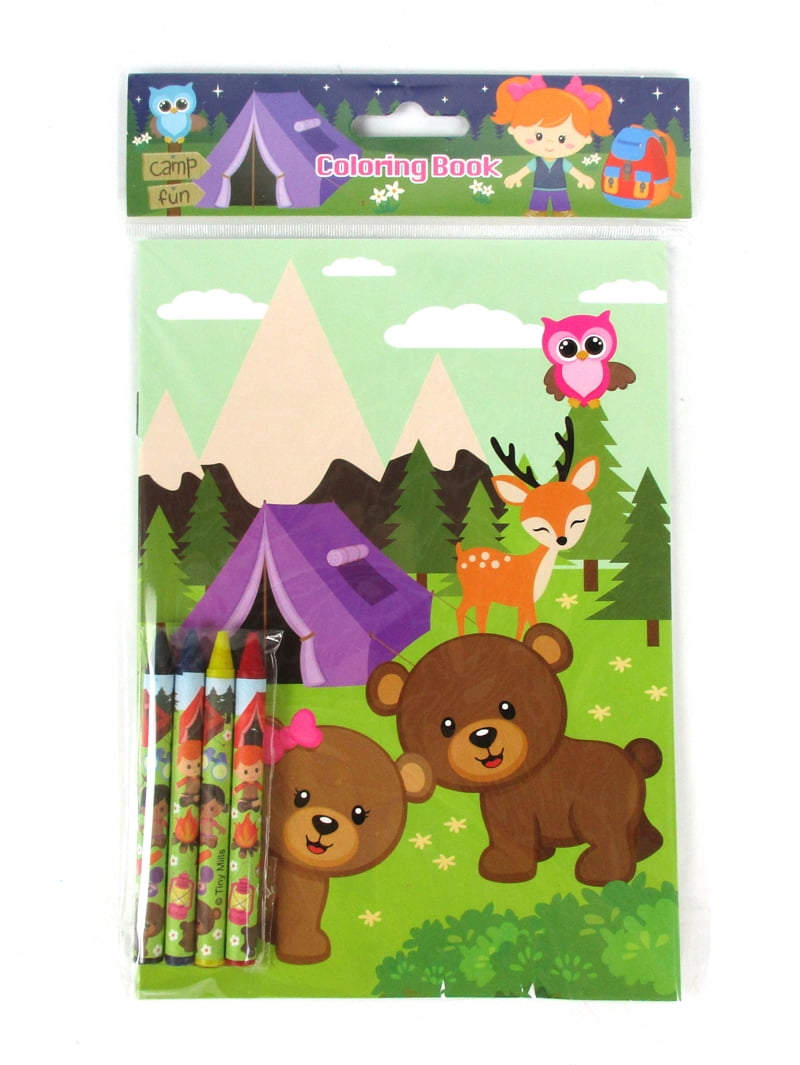 Tinymills Camping Coloring Book Party Favors Set (12 Pack, 9 in x 7 in) bqqvt