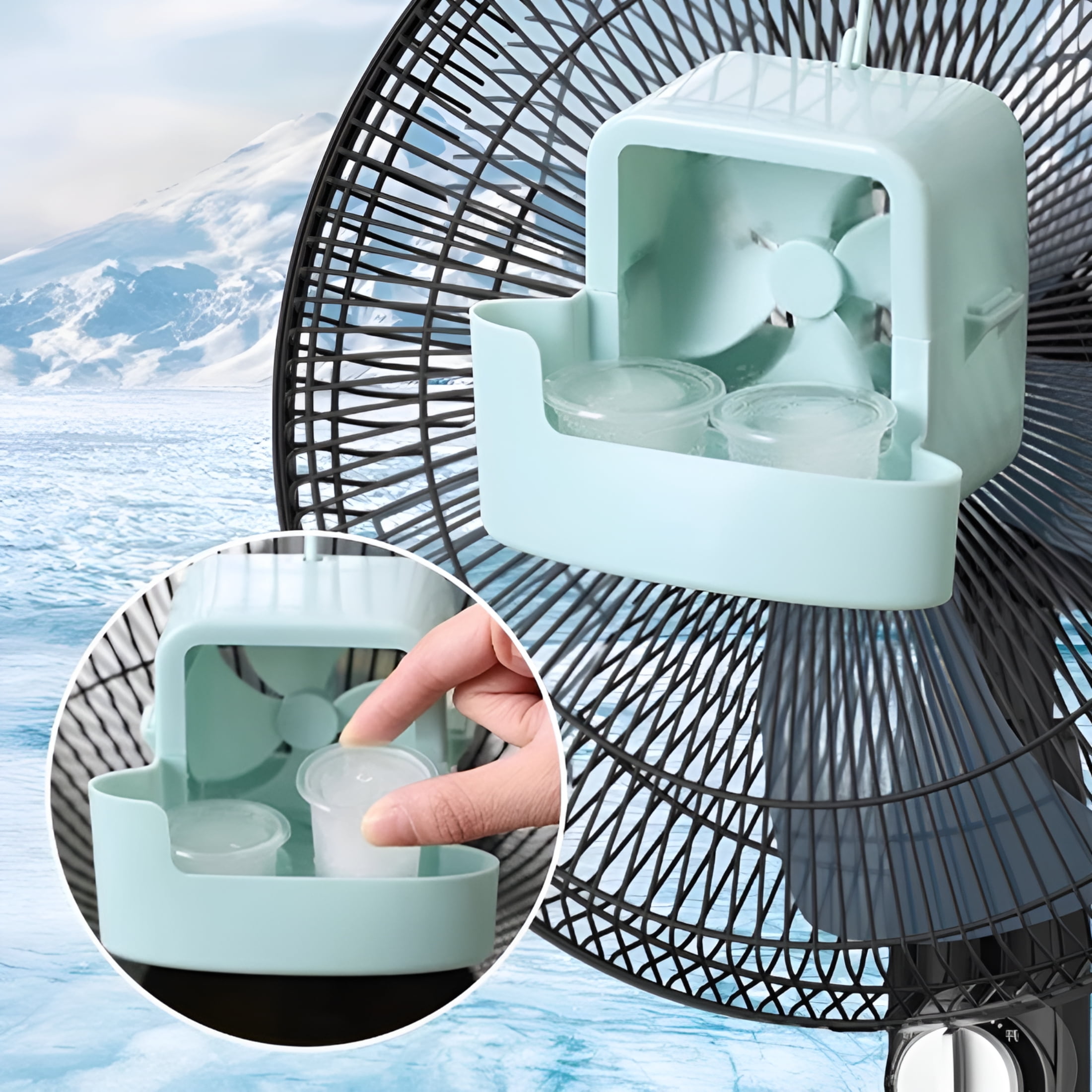 Hibibud Electric Cooling Fan with Ice Tray, 360° Oscillating Desktop Fan, Adjustable Speed Silent Air Circulator (White, 12 in) iwdcd