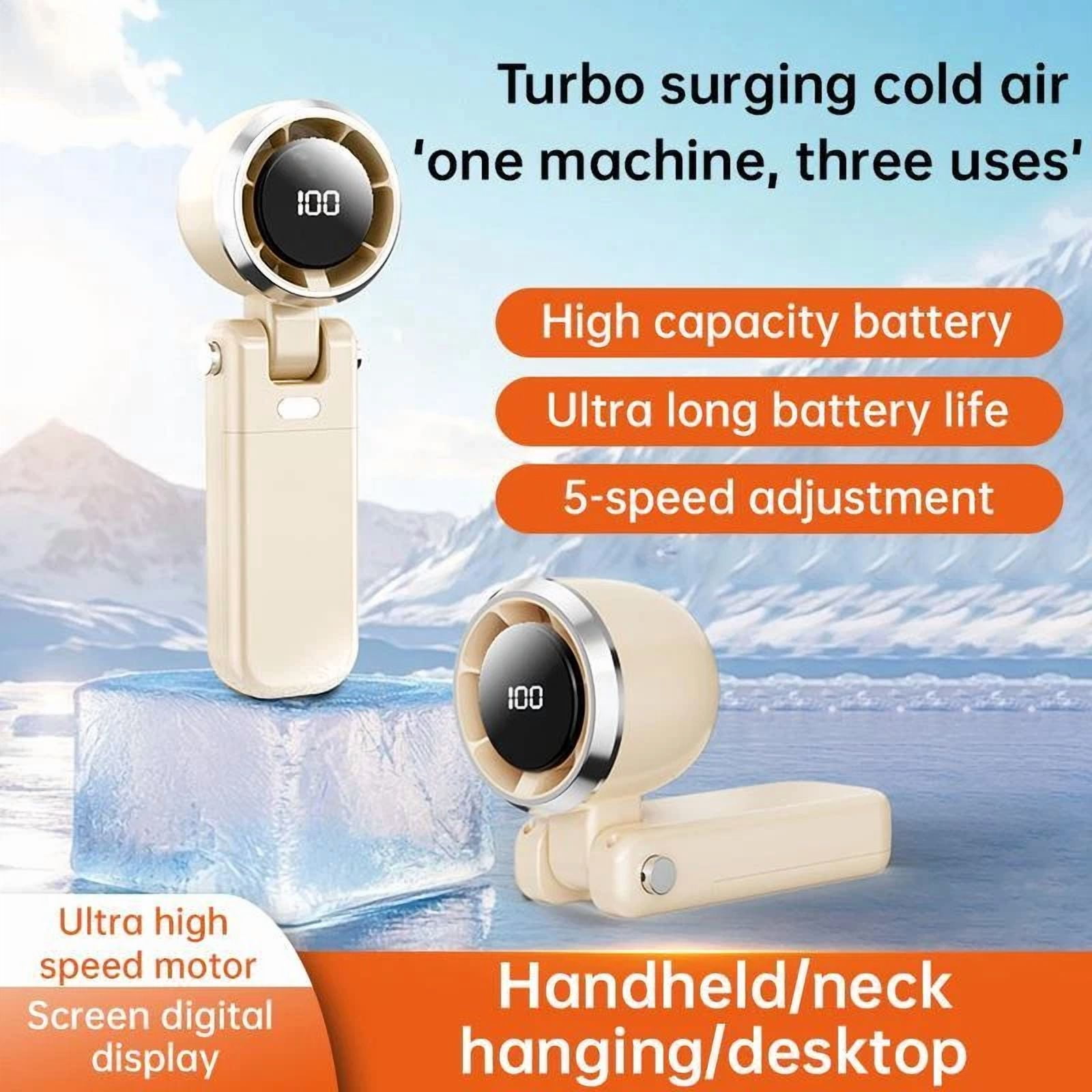 VAULT Portable Handheld Fan with LED Display (5-Speed, Foldable, 4000mAh) i42b0