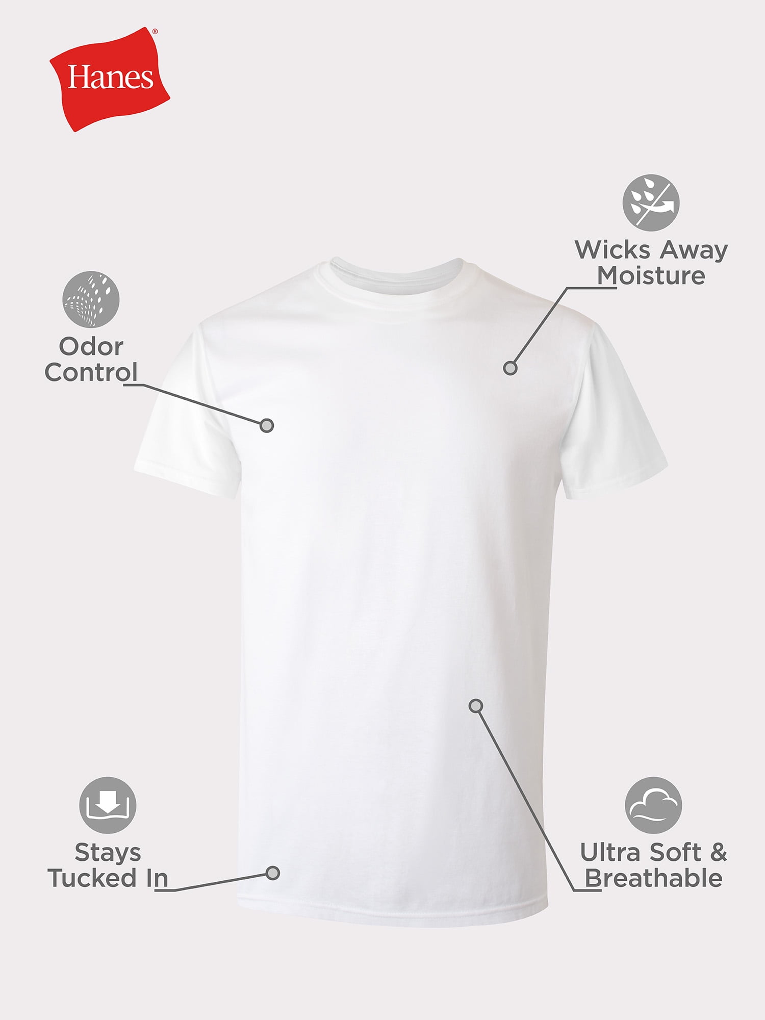 Hanes Men's Comfort Fit Undershirt, Ultra Soft Cotton Blend Crew Neck, Moisture-Wicking (Black/Grey, 3-Pack, M) q1lhf