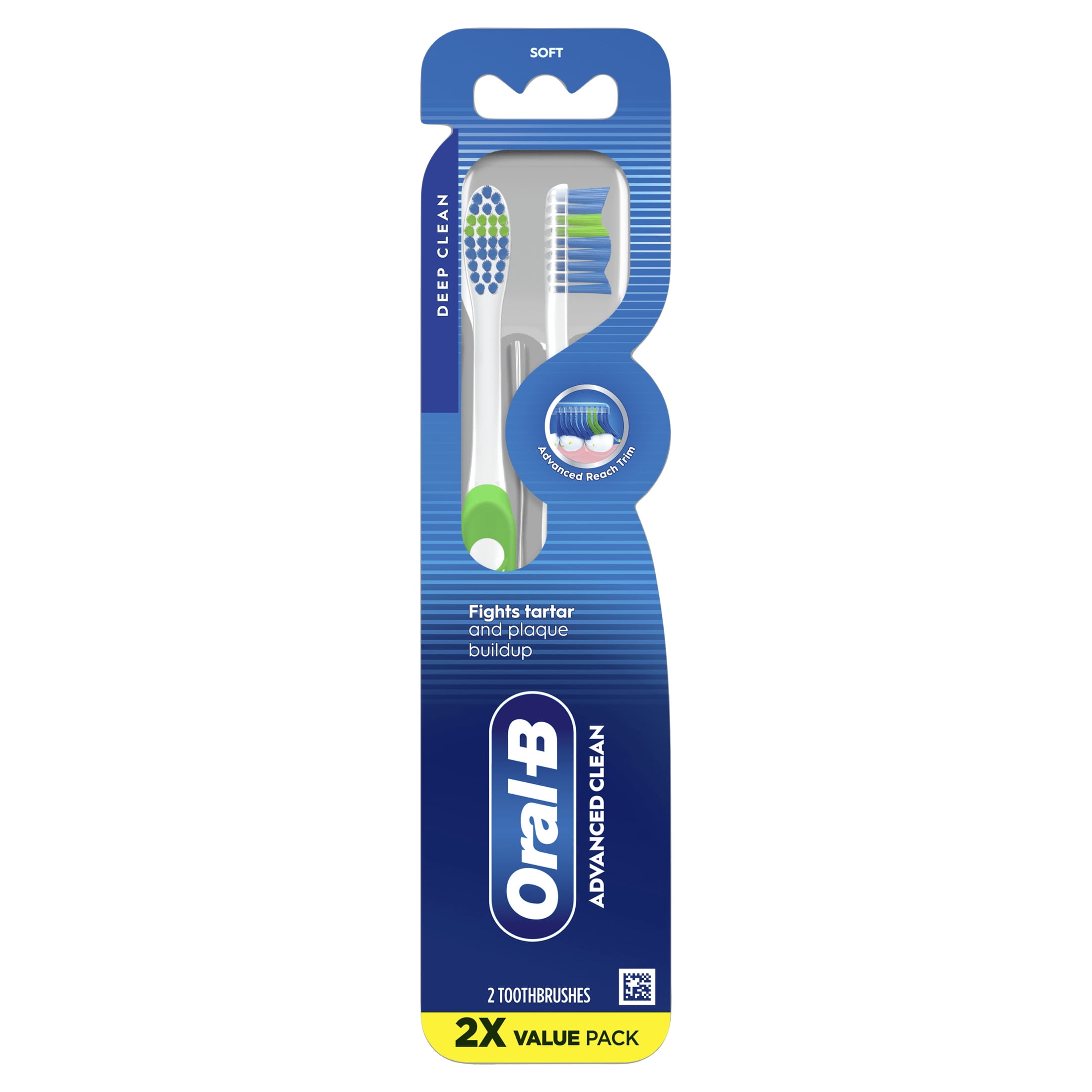 Oral-B Advanced Clean Soft Toothbrush with Indicator Bristles (2 Count) 2oigh