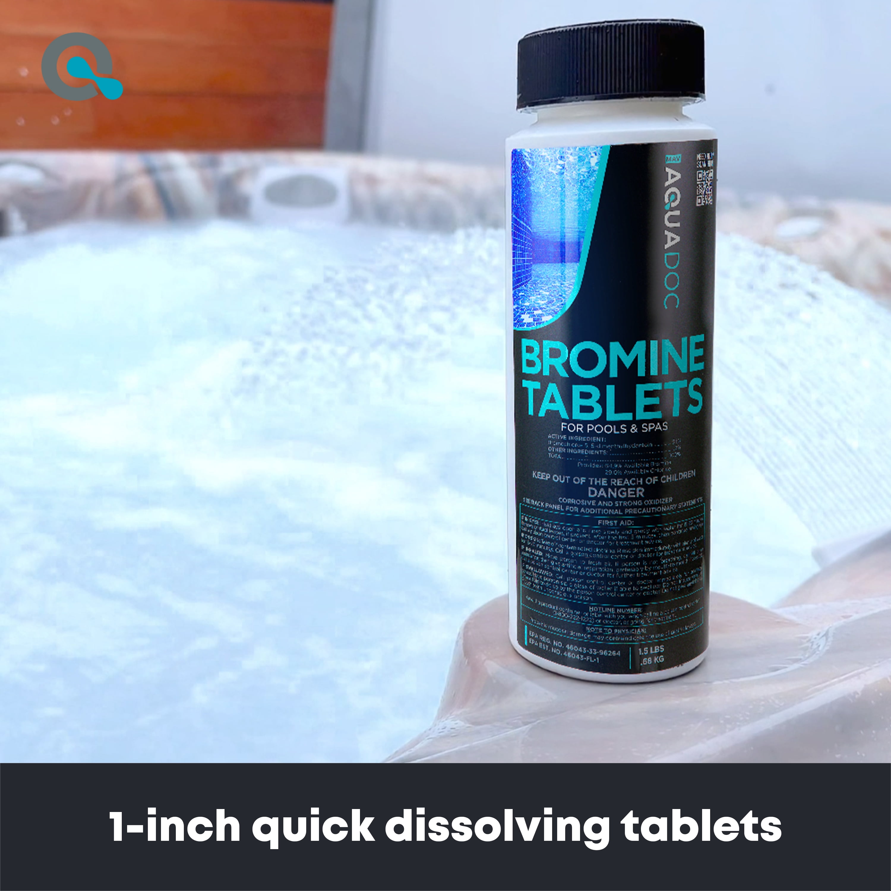 AquaDoc Hot Tub and Spa Bromine Tablets, Fast-Dissolving Water Sanitizer (1.5 lb) wkbzv