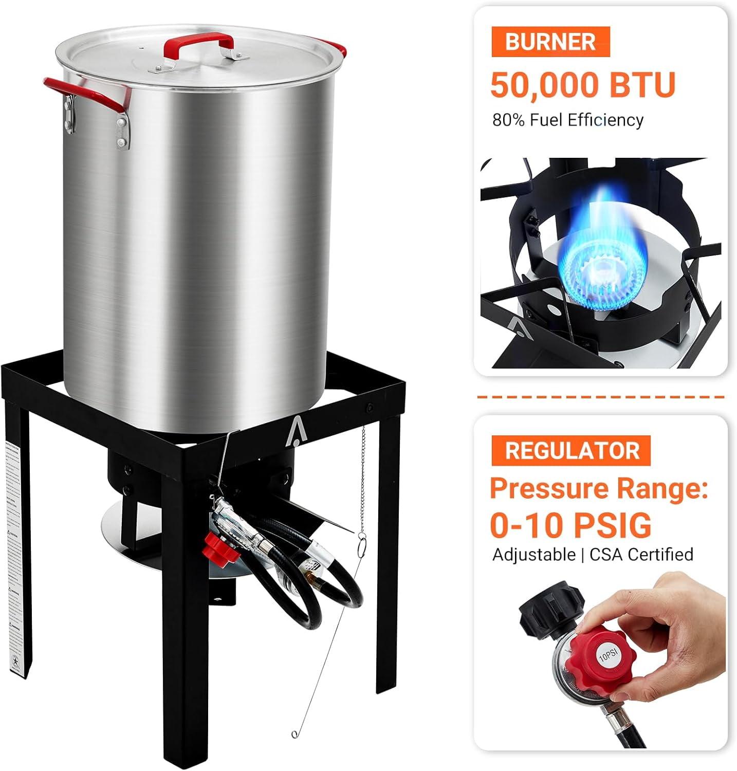 Acekid 30 QT Turkey Fryer Cooker Set with Burner and Basket, 50,000 BTU Outdoor Deep Fryer Kit (30 QT) 0bawm