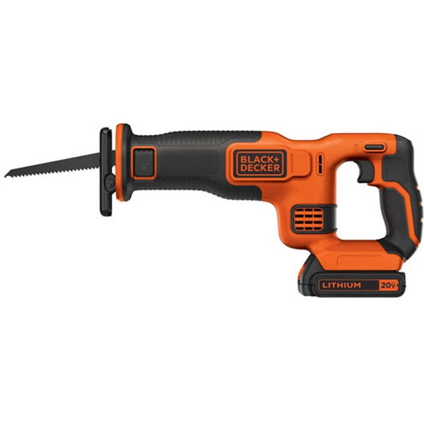 BLACK+DECKER 20V Max Cordless Reciprocating Saw with Lithium Battery (Black, 7/8 in Stroke) jfgtm