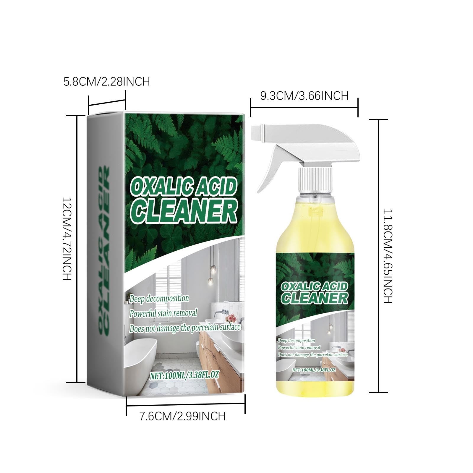 Cagogo Oxalic Acid Bathroom Cleaner, Powerful Limescale and Rust Stain Remover for Toilet Bowls and Ceramic Tiles (3.38 fl oz) 4xj2j