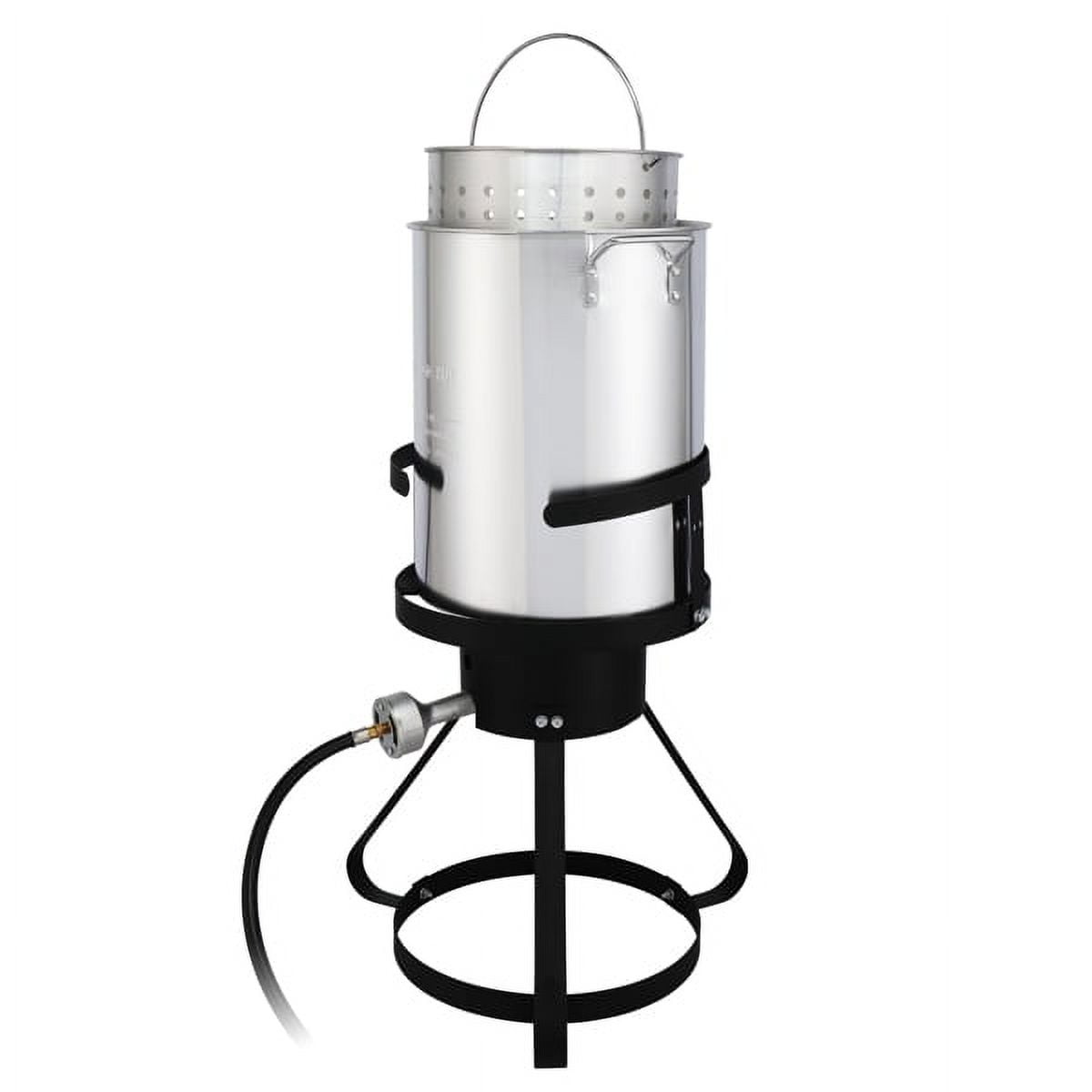 AMEEL Outdoor Gas Fryer Cooking Station with 30qt and 10qt Pots (Black, 13 in x 32 in) o1q1e