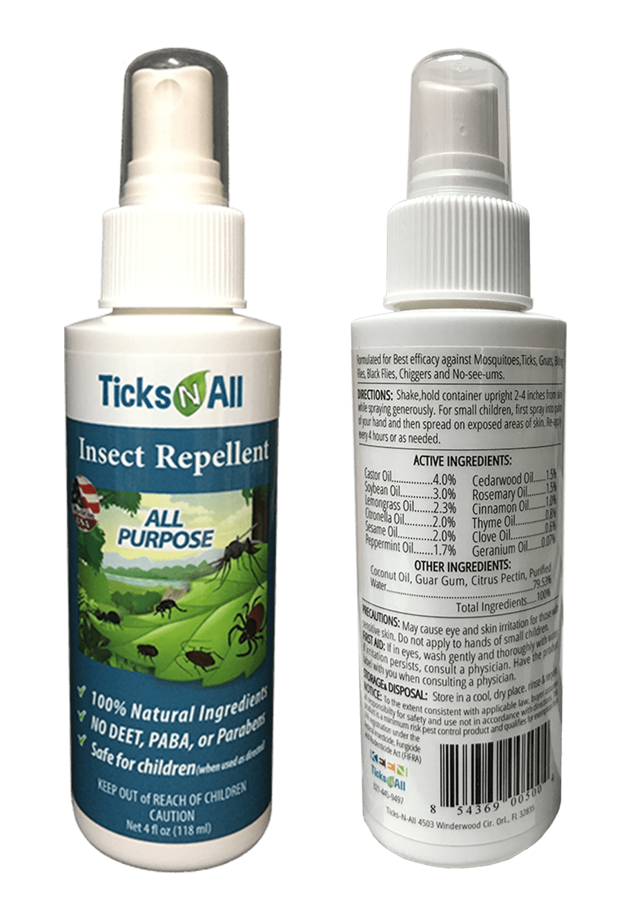 TICKS N ALL All Purpose Insect Repellent (Natural Formula, 4 oz) dtejw