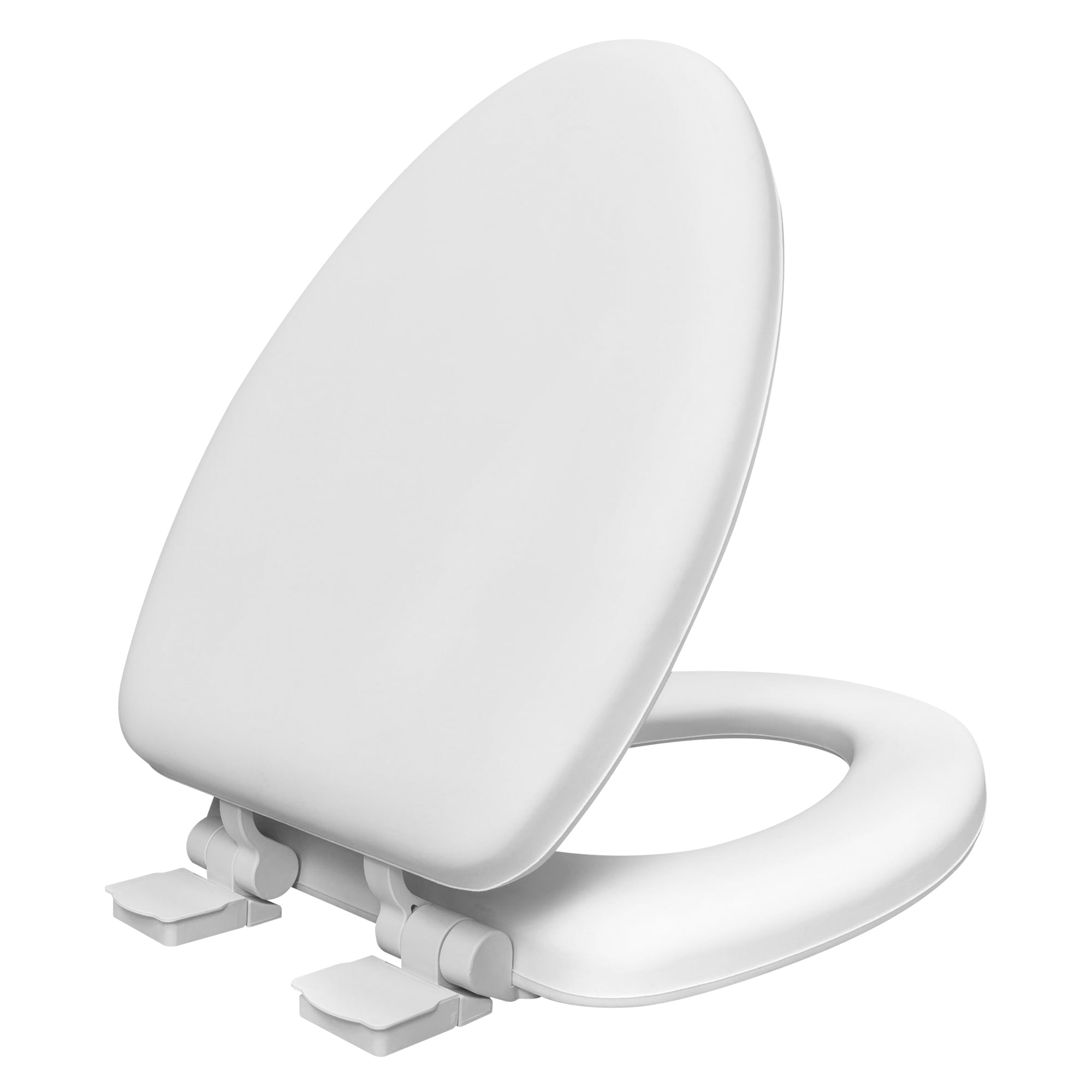 Mainstays Premium Soft Elongated Toilet Seat with Memory Foam and Quick-Release Hinges (White, 19 in, 2 Pack) iwcqn