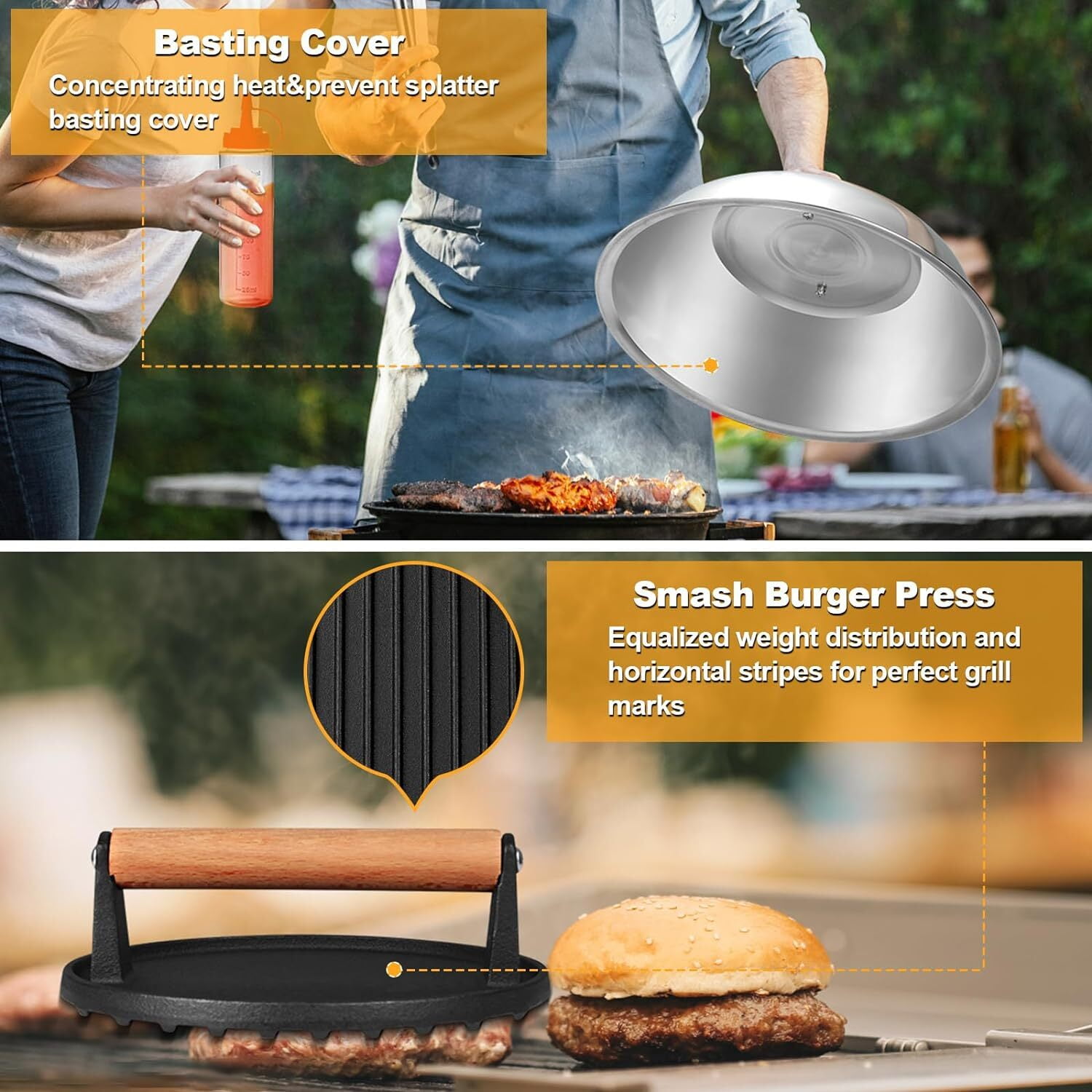 Beloadence 29-Piece Griddle Accessories Kit, Professional Stainless Steel Grill Tool Set with Basting Cover and Burger Press (Silver, 29-Piece) 7445o - Image 3