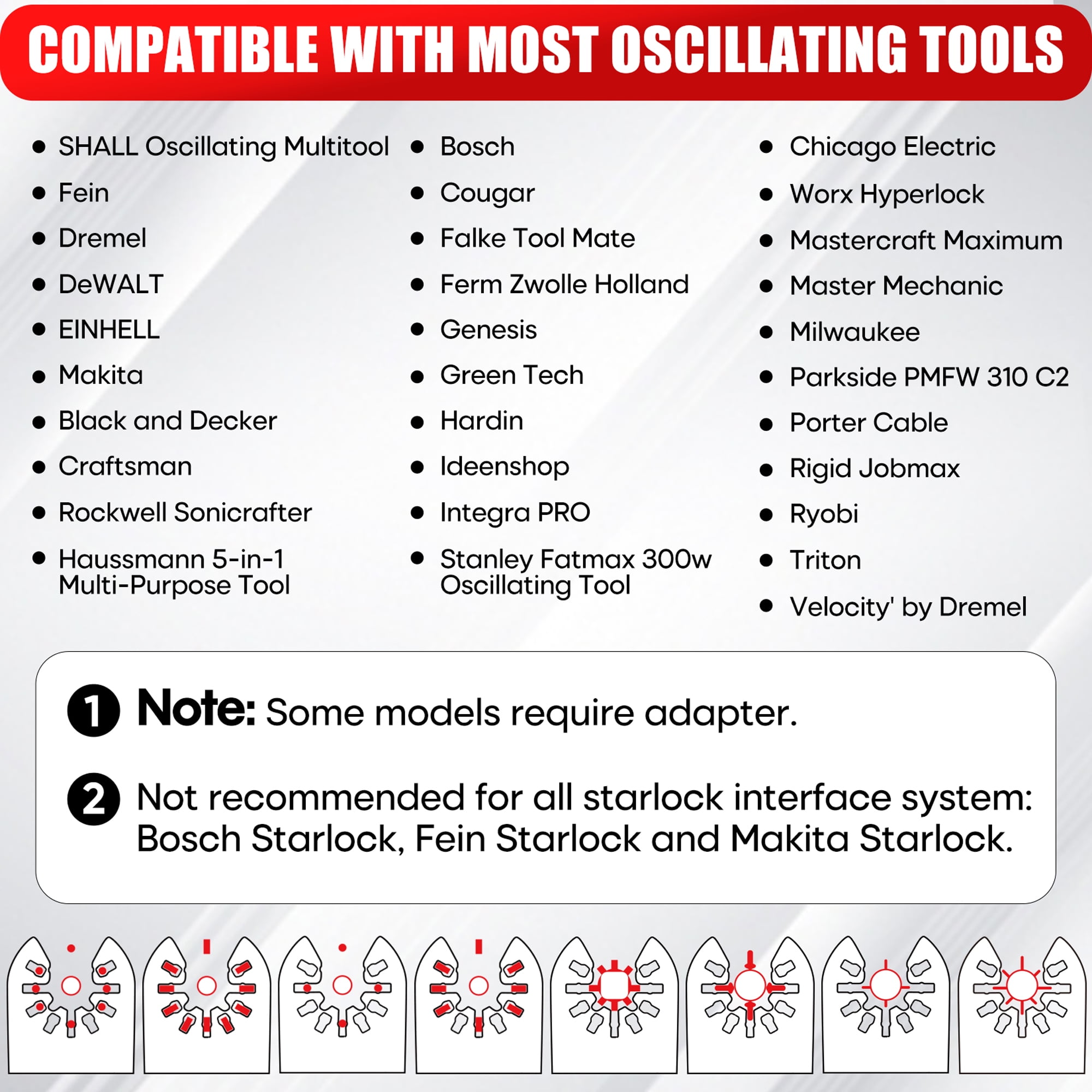 SHALL Oscillating Multitool Blades Kit, High Carbon Steel Saw Blades for Wood Metal and Plastic (102 Piece Set) urpky