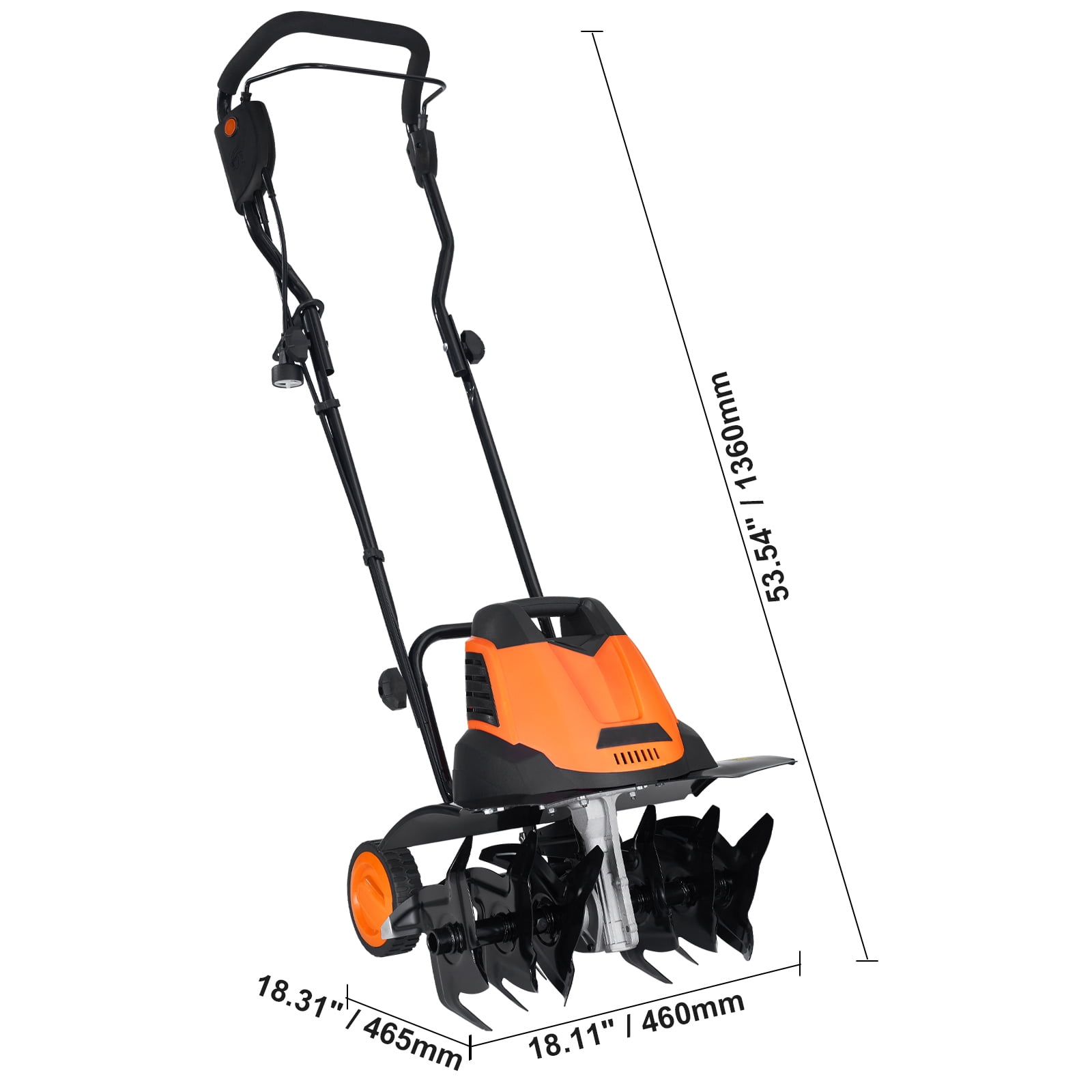 KFFKFF Electric Tiller and Cultivator, 12 Amp Corded Rototiller with Steel Tines for Garden Soil Excavation (18 in Width, 3.94 in Depth) ohikk