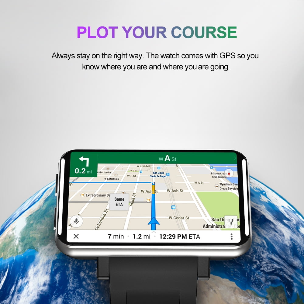 LEMFO 4G Smartwatch with 2.86-inch Touchscreen, GPS, WiFi, Bluetooth, 5MP Camera, Heart Rate Monitor (Black, 16GB ROM) 0b063