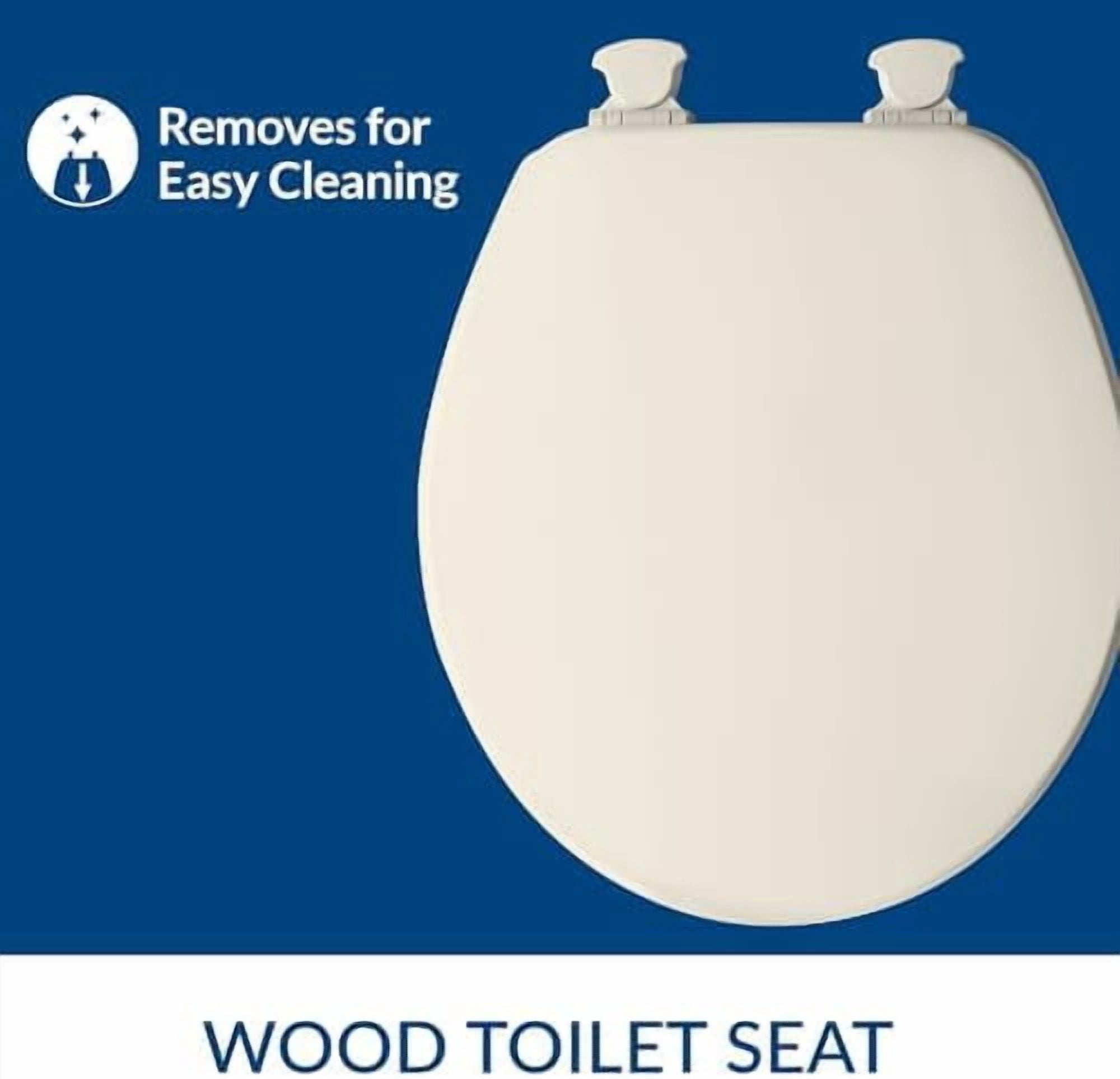 Keshun Church Toilet Seat, Durable Enameled Wood Round Seat with Easy Clean Hinges (Biscuit, 2 Pack) iugv1