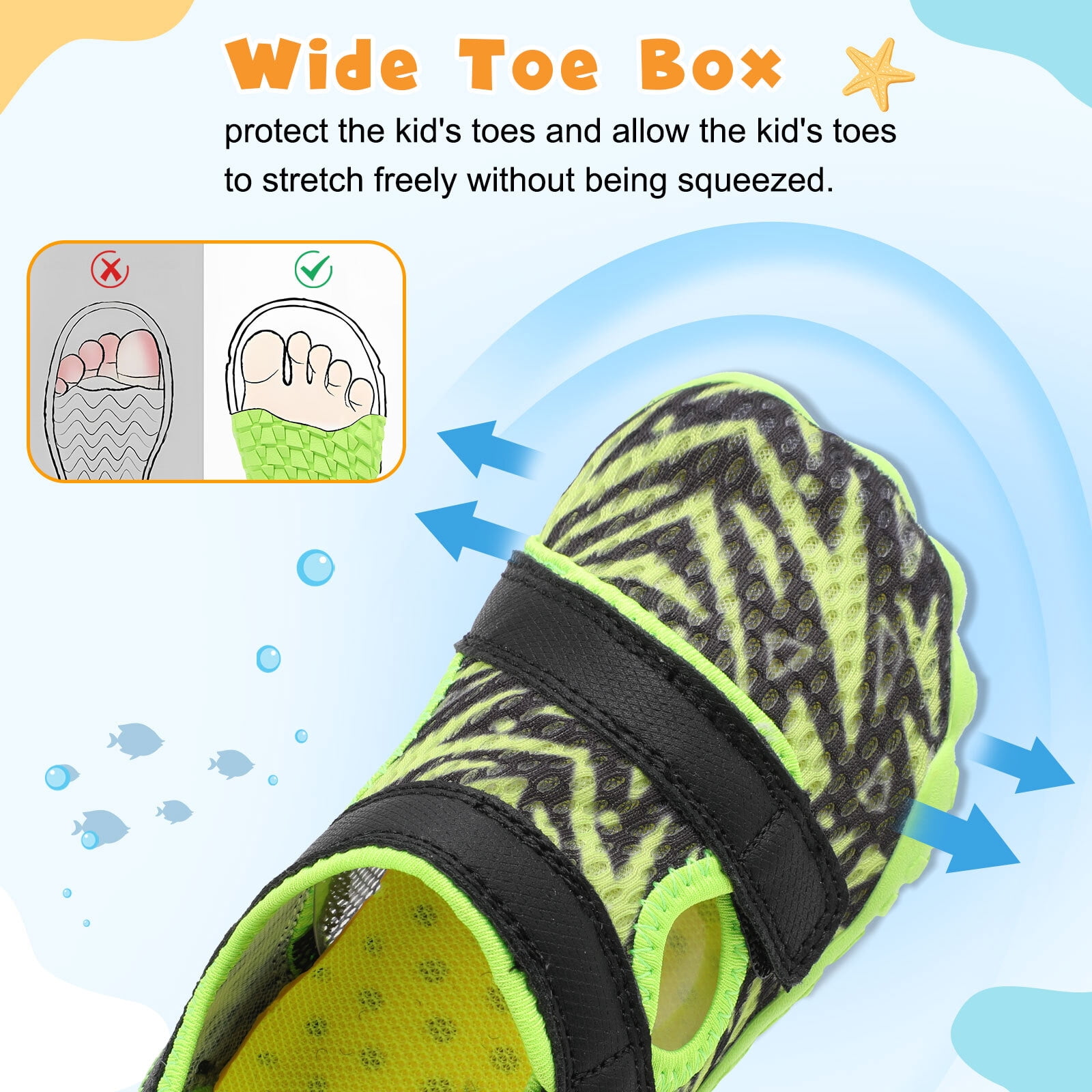 Barerun Kids Wide Toe Sandals Breathable Quick-Dry Water Shoes (Black, 13 Little Kid) qslqu