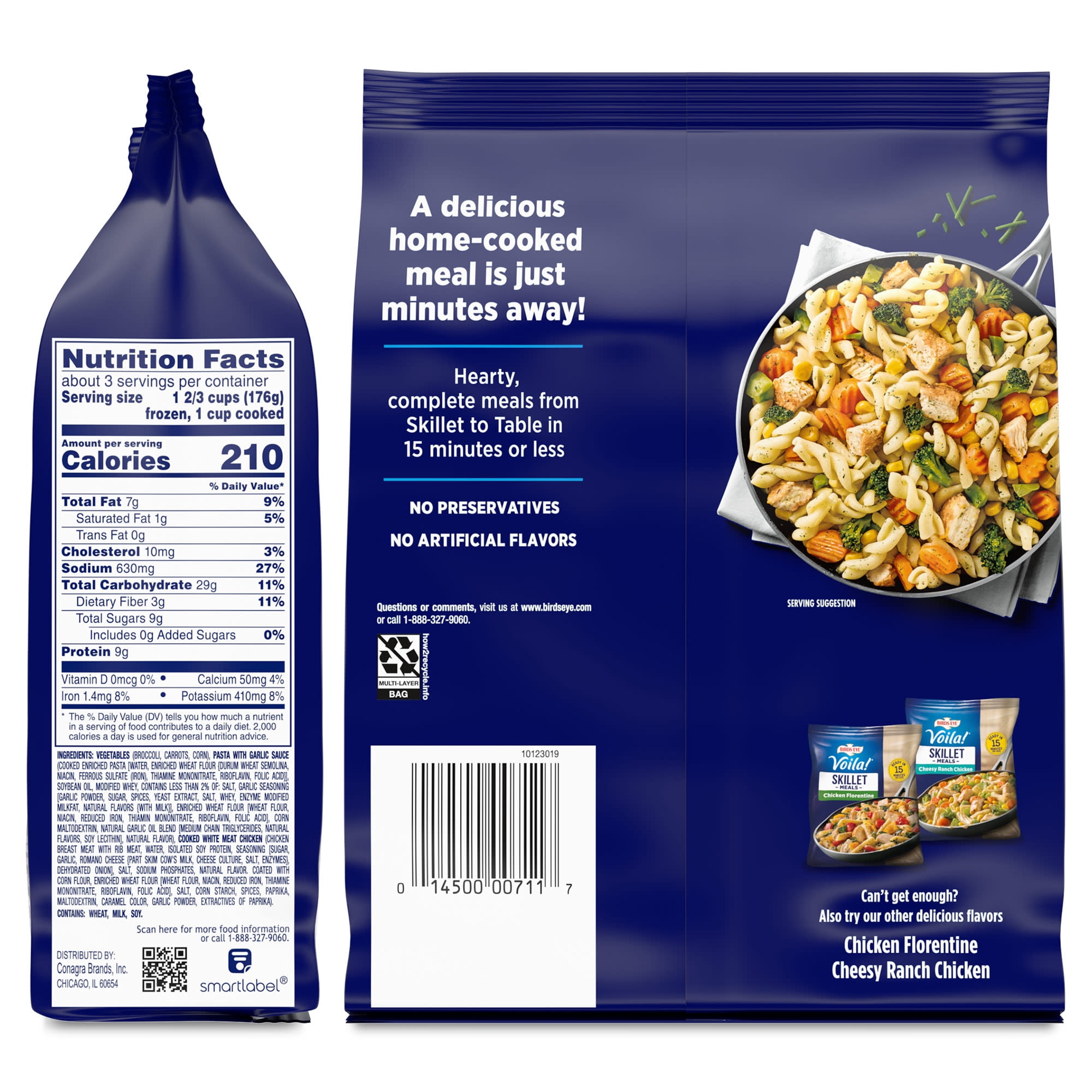 Birds Eye Voila! Garlic Chicken Skillet Meal with Pasta and Vegetables (21 oz) 8ofkk