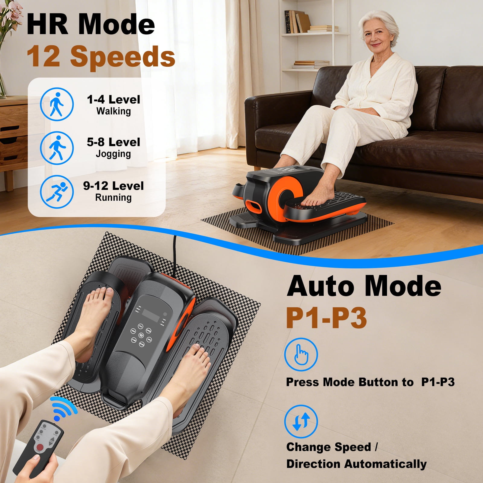 Funslim Under Desk Elliptical Machine, Quiet Electric Seated Pedal Exerciser with Remote Control (Black, 1 Unit) ngog9