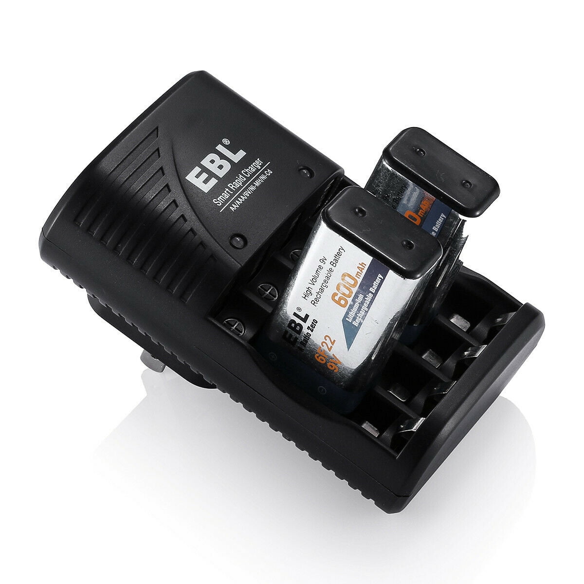 EBL Smart Battery Charger for AA AAA 9V NiMH NiCD Rechargeable Batteries (Black, 4-Slot) bvngx