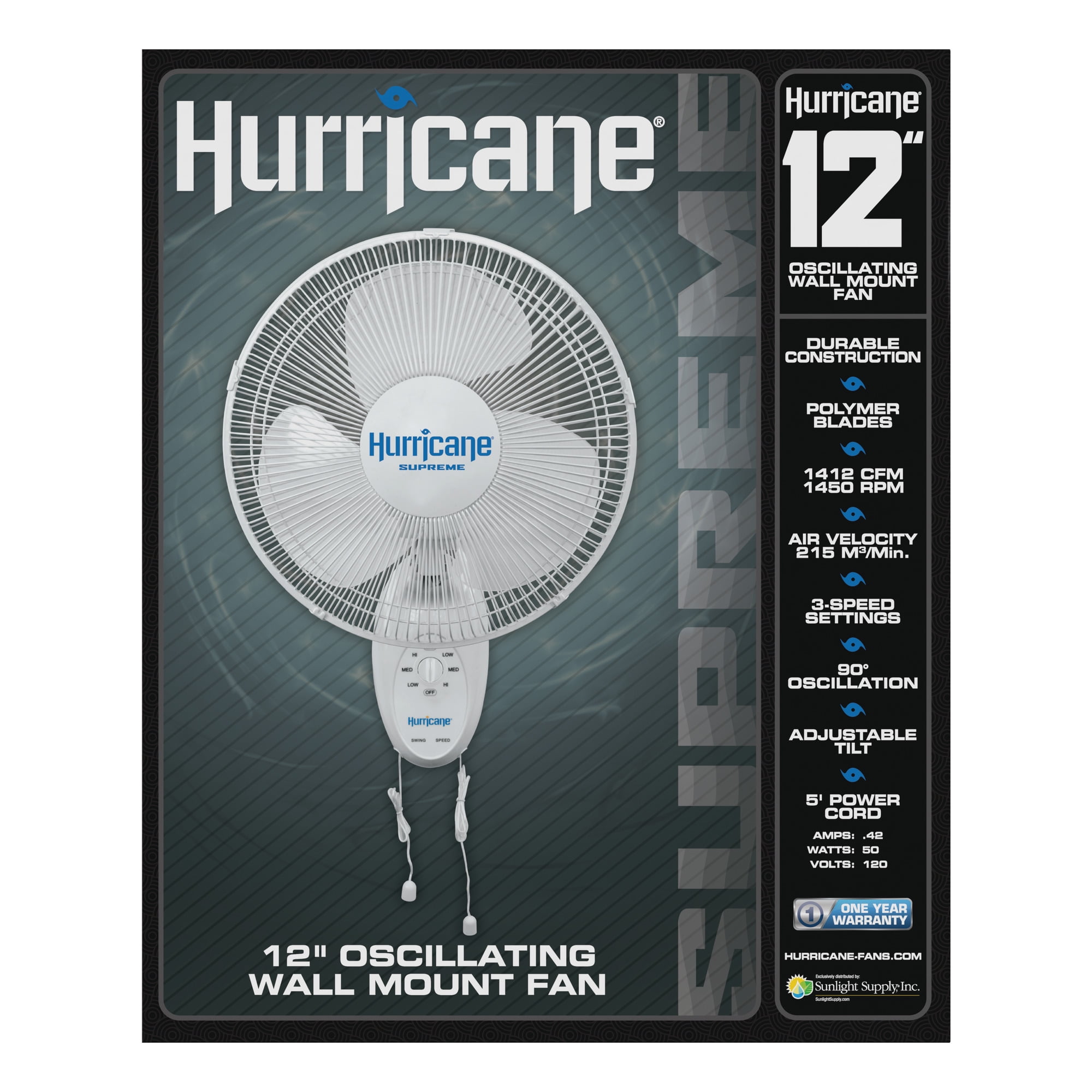Hurricane Supreme 12 Inch Oscillating Wall Mount Fan (White, 12 in) kgolw