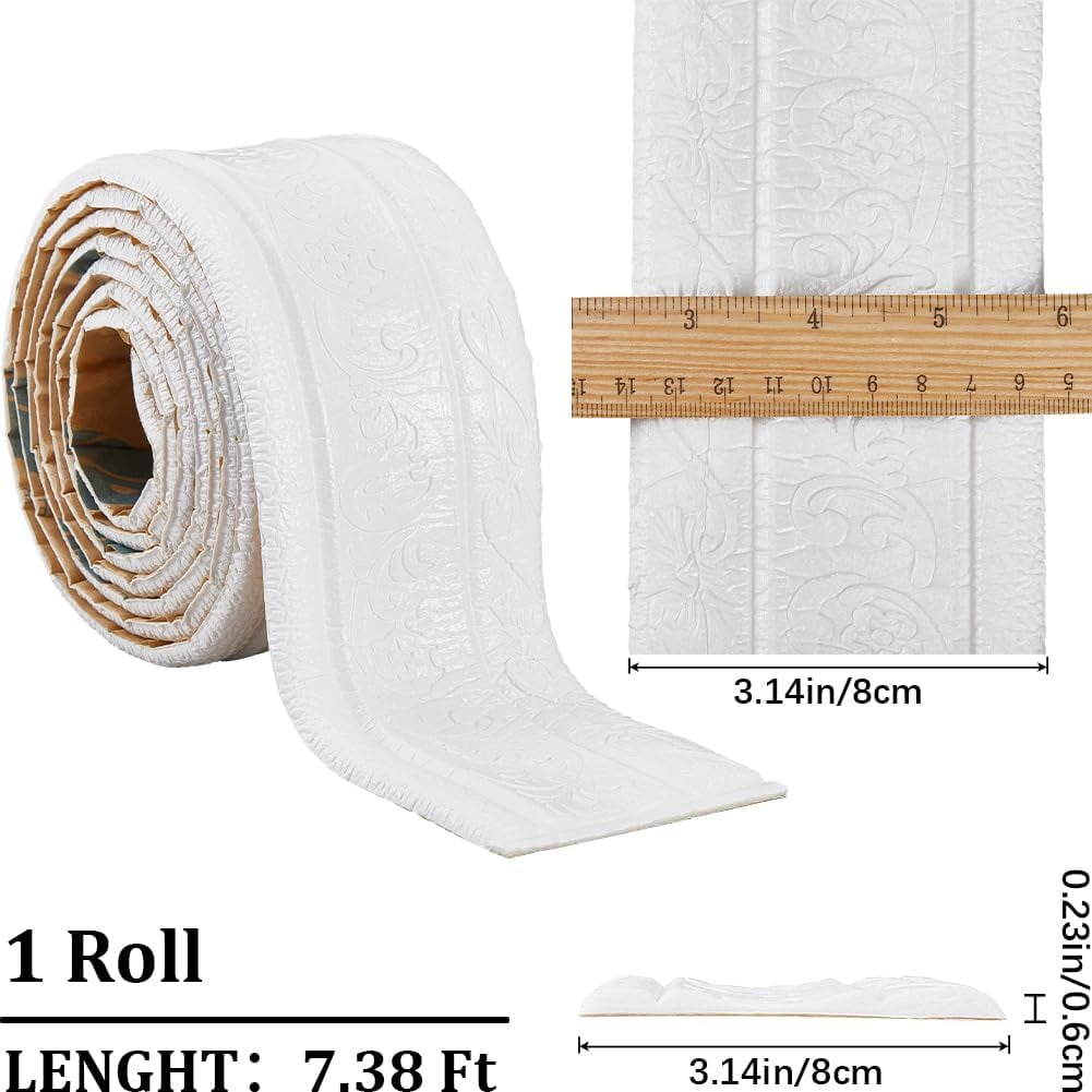 Generic Crown Molding Peel and Stick Flexible Foam Trim 3D Decorative Wall Border (White, 88.6 in x 3.14 in) fhhul
