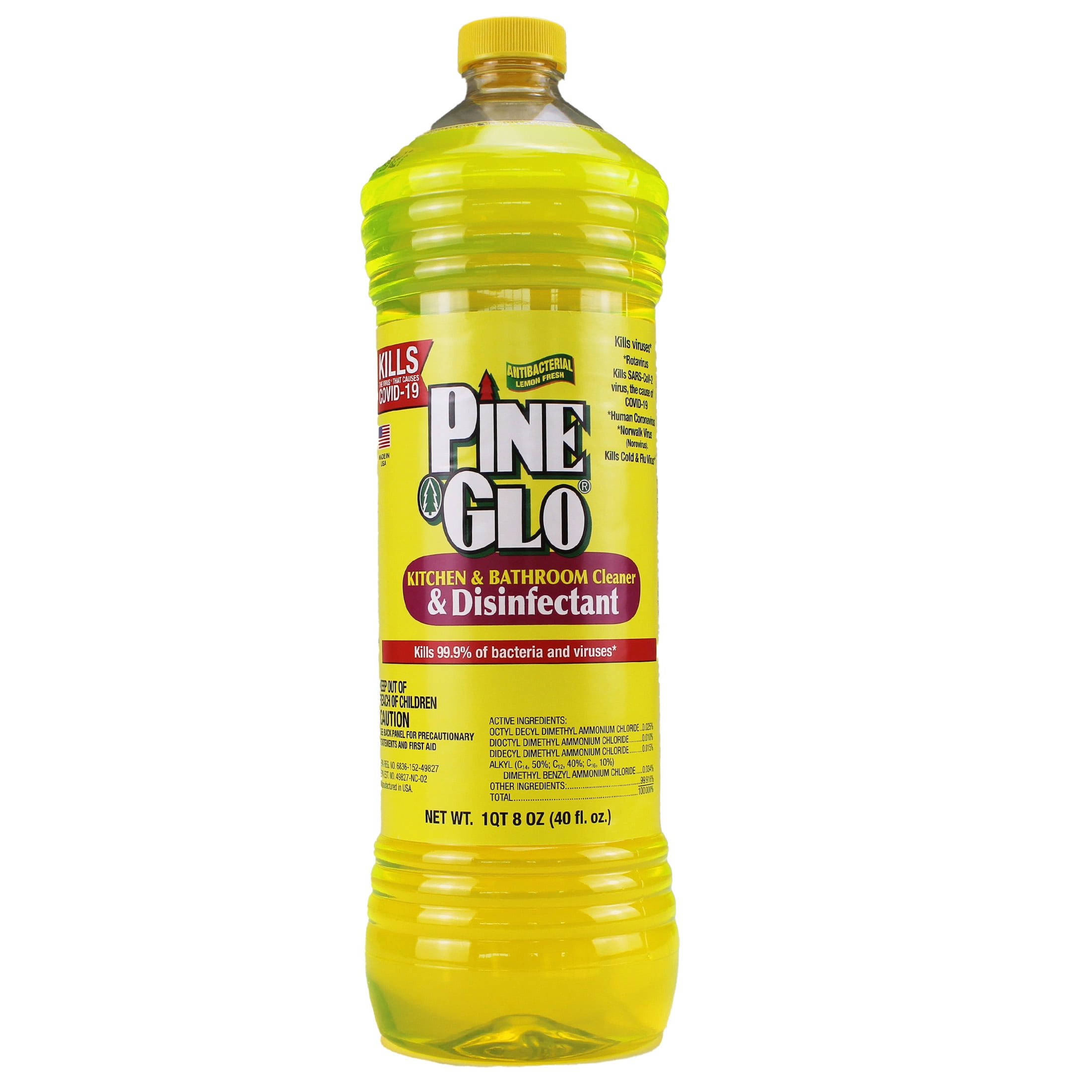 Pine Glo Kitchen & Bath Household Cleaner, Lemon Scented Multi-Surface Disinfectant (40 oz) tqqef