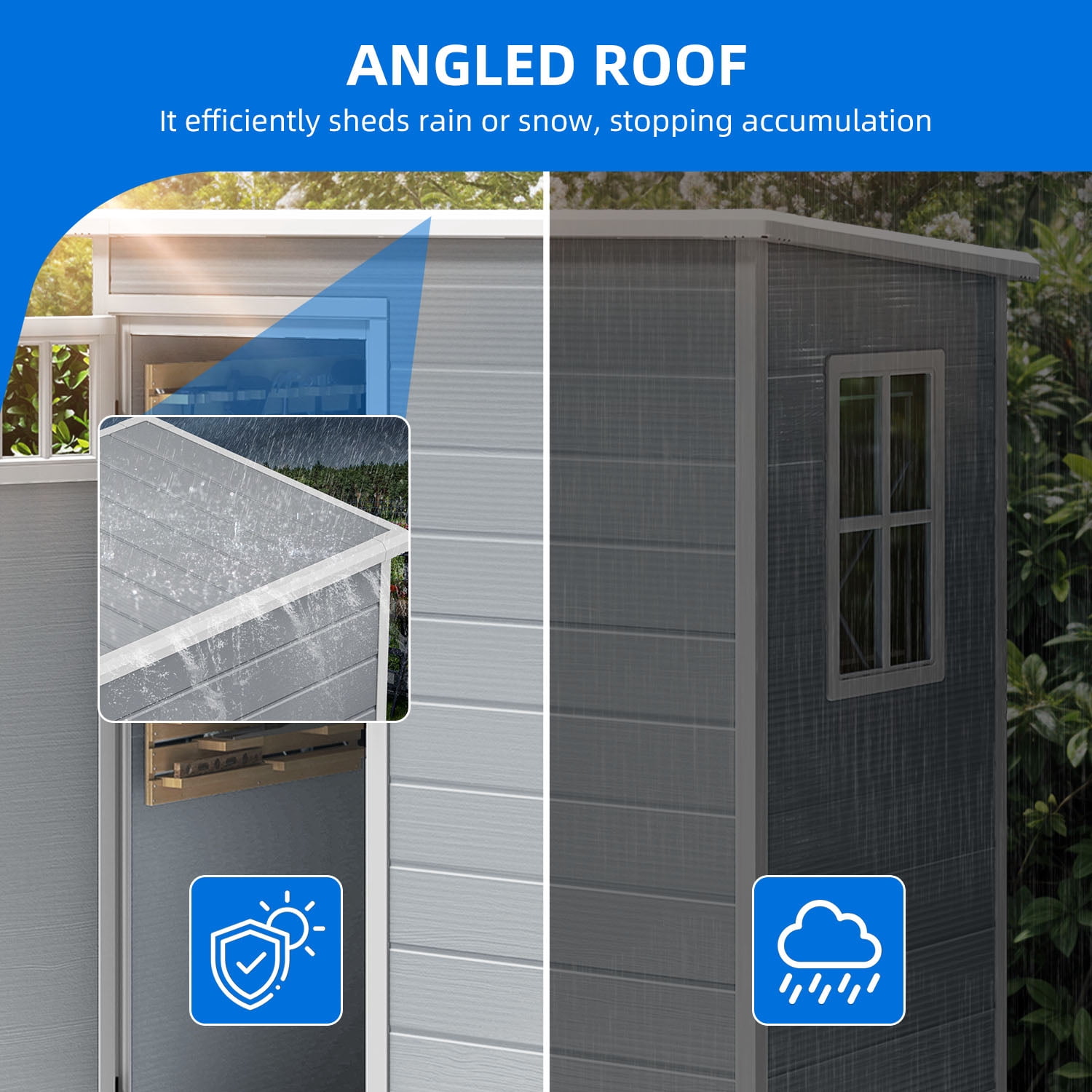 Uforic Outdoor Storage Shed with Windows and Lockable Doors (Gray, 5 ft x 3 ft) ua4kz