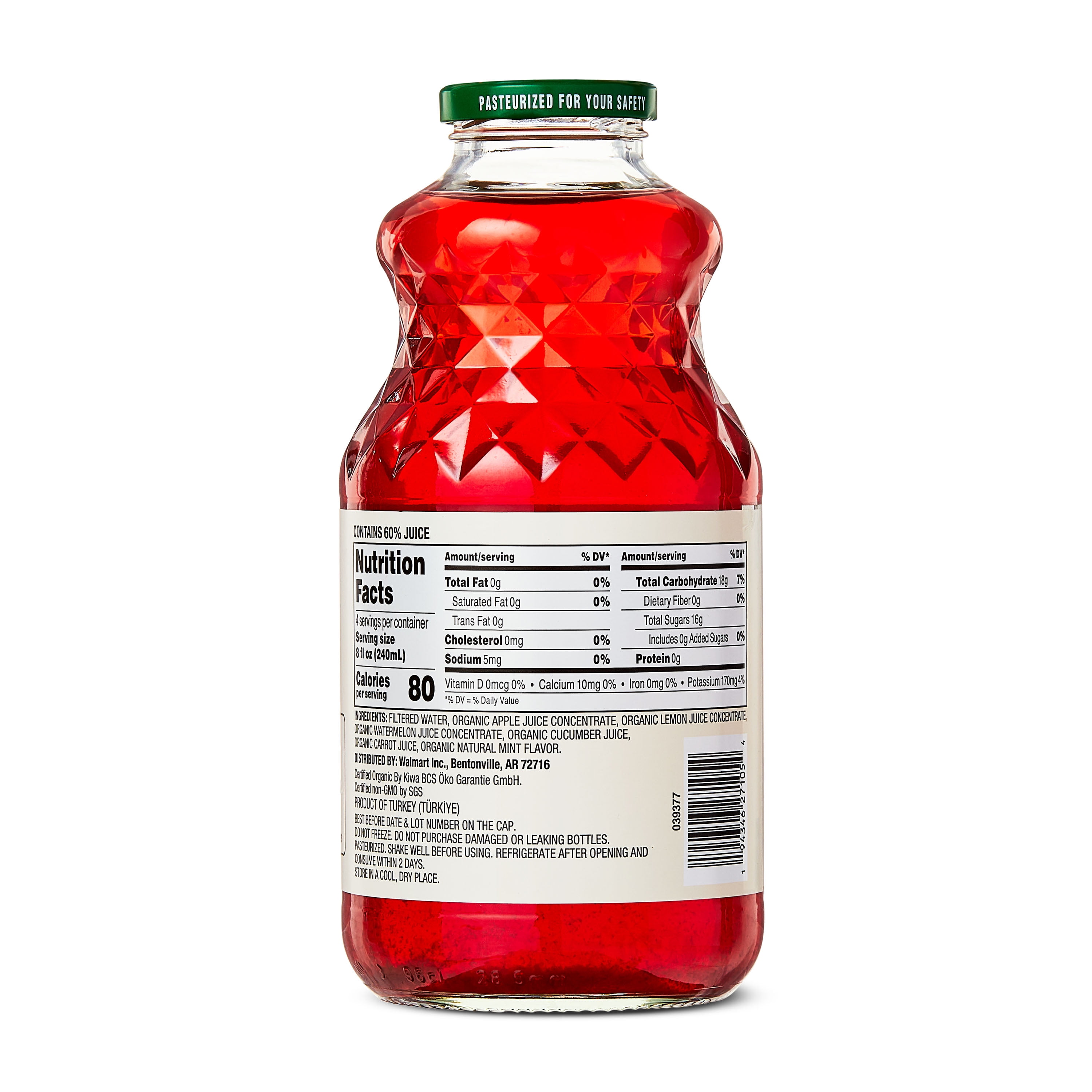 bettergoods Organic Watermelon Mint Lemonade, Refreshing Fruit Beverage (32 fl oz) 4hidp