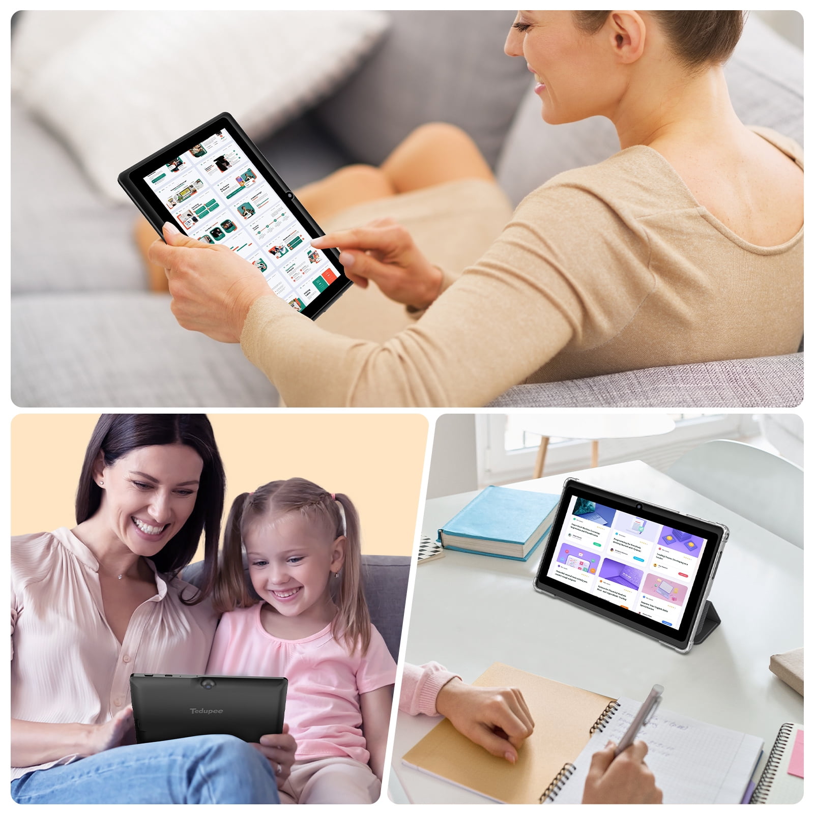 Tedupee 7 in Android 13 Tablet Quad Core 4GB RAM 32GB ROM IPS Touch Screen with Protective Case (Black, 7 in) lnpt7