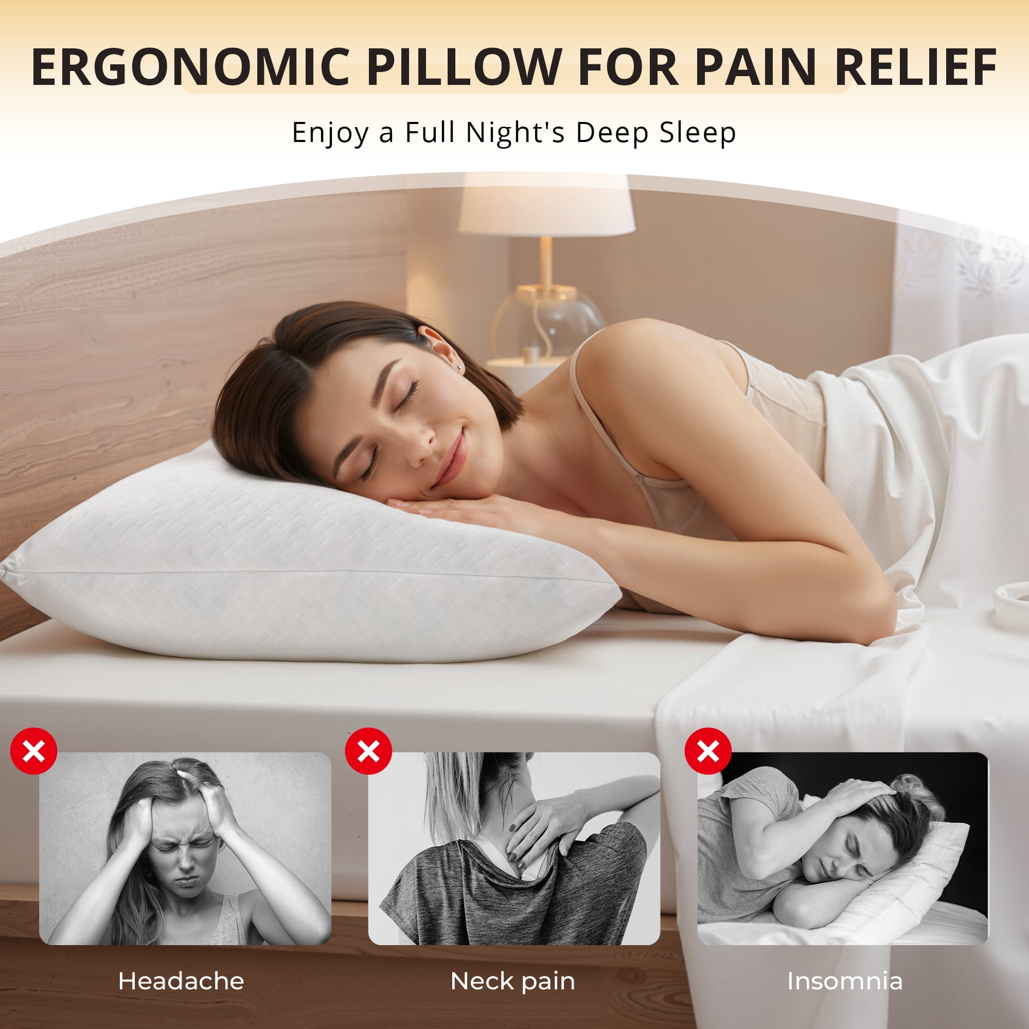 EGOHOME Shredded Gel Memory Foam Bed Pillow (White, 2 Pack, 28 in x 18 in) 9rm68