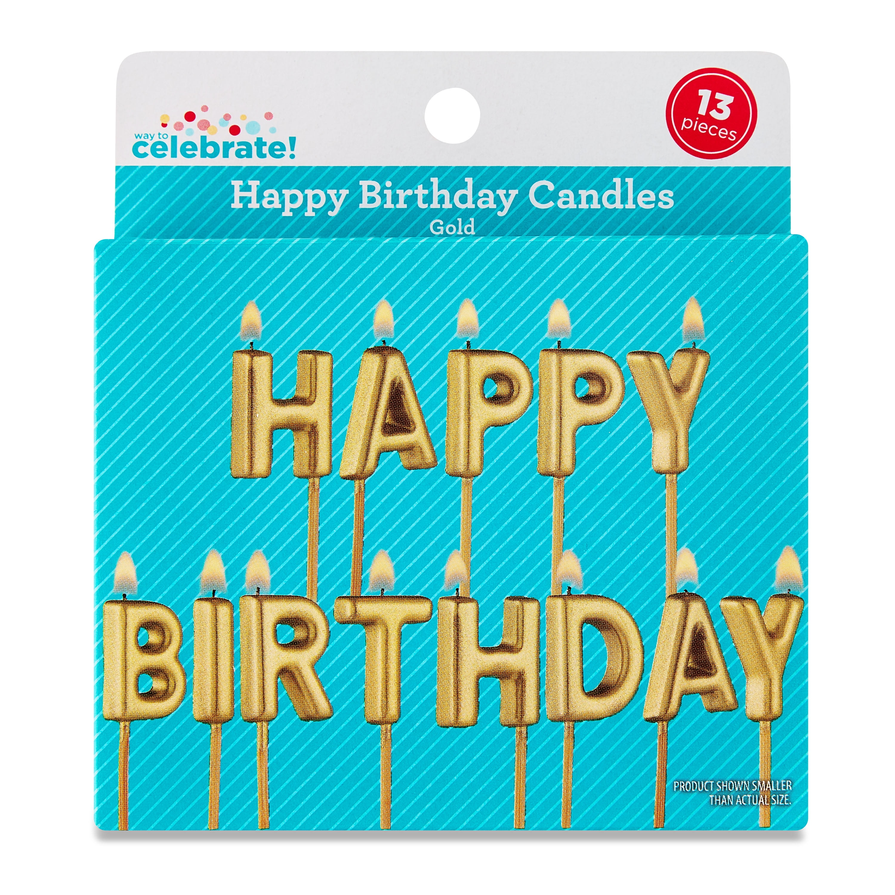 Way To Celebrate Happy Birthday Letter Candle Set (Gold, 13 Pieces) 5c8t1
