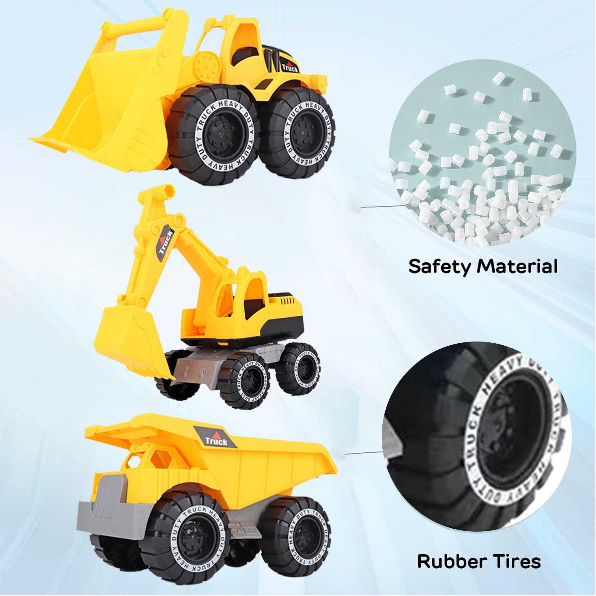 Facvoer Construction Vehicle Toy Set, Realistic Excavator, Dump Truck, and Loader for Sandbox Play (Yellow, 3-Piece Set) tkc4l