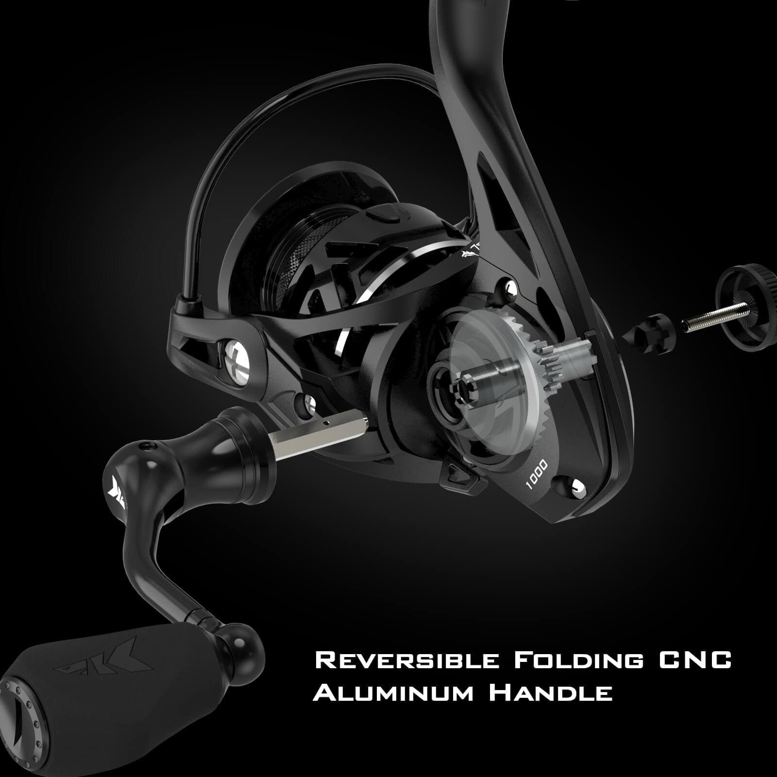KastKing Zephyr Spinning Reel Graphite Frame 5.2:1 Gear Ratio (Black, 3000 Series) ph0fk