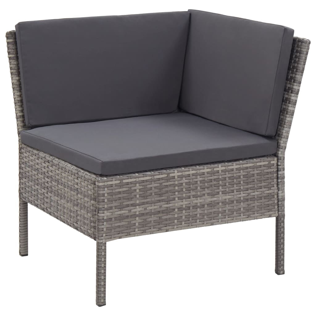 vidaXL 6-Piece Outdoor Patio Sectional Sofa Set with Coffee Table (Grey, 6-Piece Set) jaun0