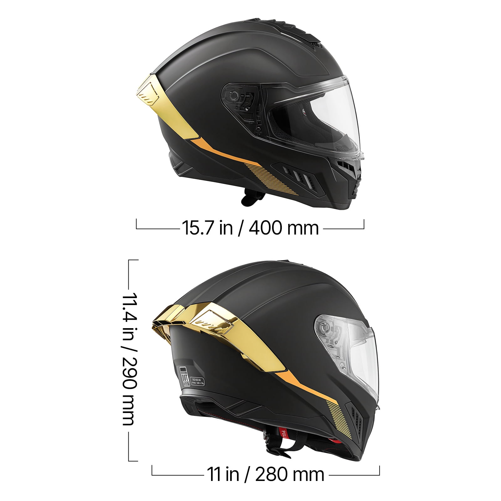 KFFKFF Full Face Motorcycle Helmet with Dual Visor, DOT & ECE Certified Street and Dirt Bike Gear (Black, Large) rta0n