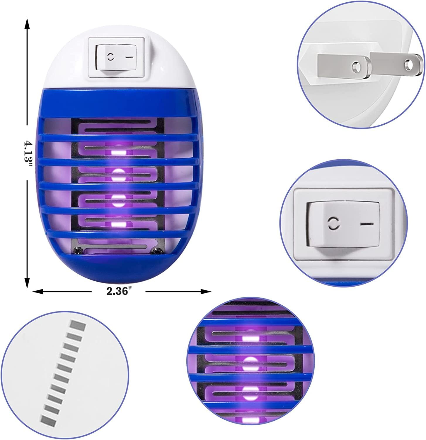 Ruseen Plug-in Indoor Bug Zapper Electronic Mosquito Trap with LED Light (4 Pack) 4ma7d