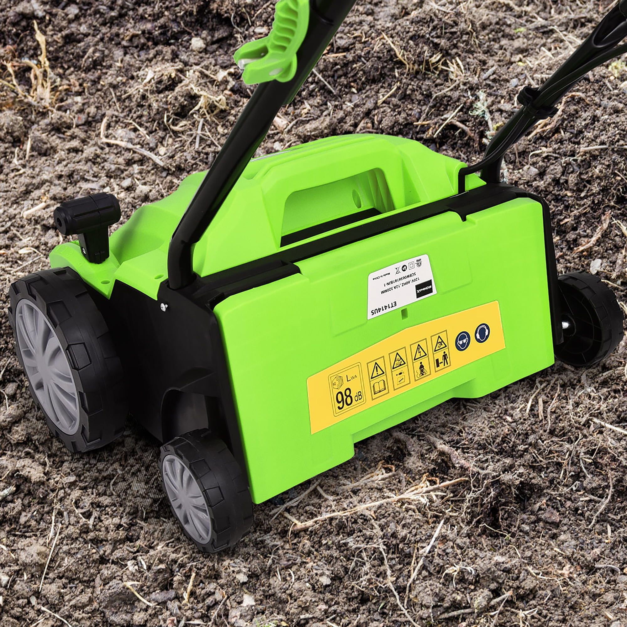 Costway 13-inch 12A Corded Electric Lawn Dethatcher and Scarifier with 11-Gallon Collection Bag (Green) jhsyi