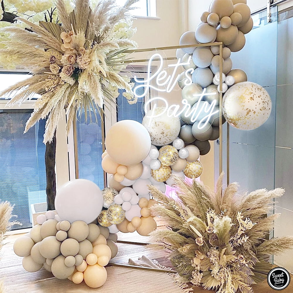 Sweet Baby Company Neutral Balloon Garland Arch Kit for Party Decorations (Matte Sand, Gray, Nude, White, Gold, 115 Piece Set) 41imx