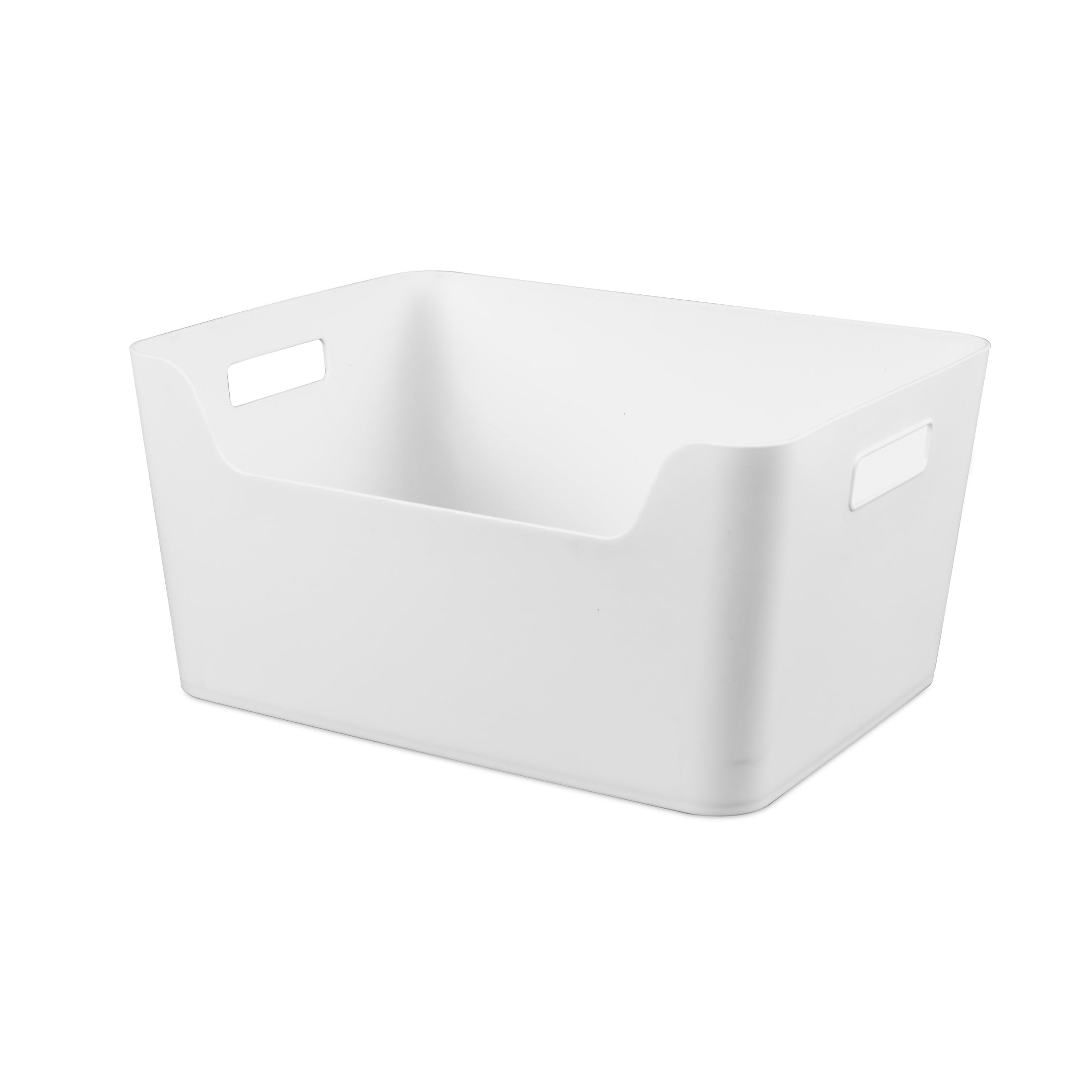 Mainstays X-Large Easy Access Storage Bin, Open Front Plastic Organizer (White, 3 Pack, 14.25 in x 11 in x 7 in) o76ym