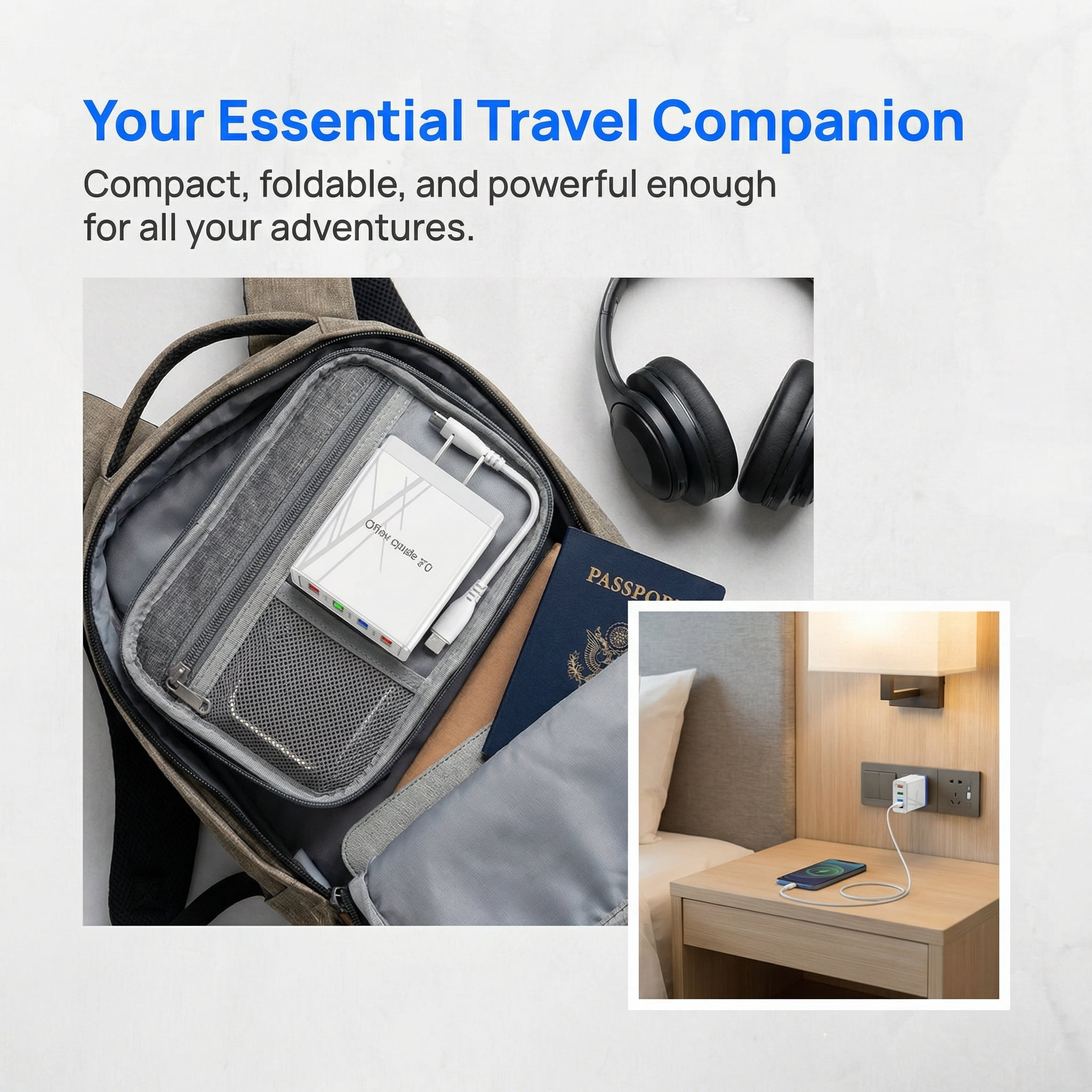 Qolami 4-Port USB Wall Charger, Quick Charge 3.0 Fast Charging Hub for Smartphones and Tablets (Orange, 1 Pack) gt11w