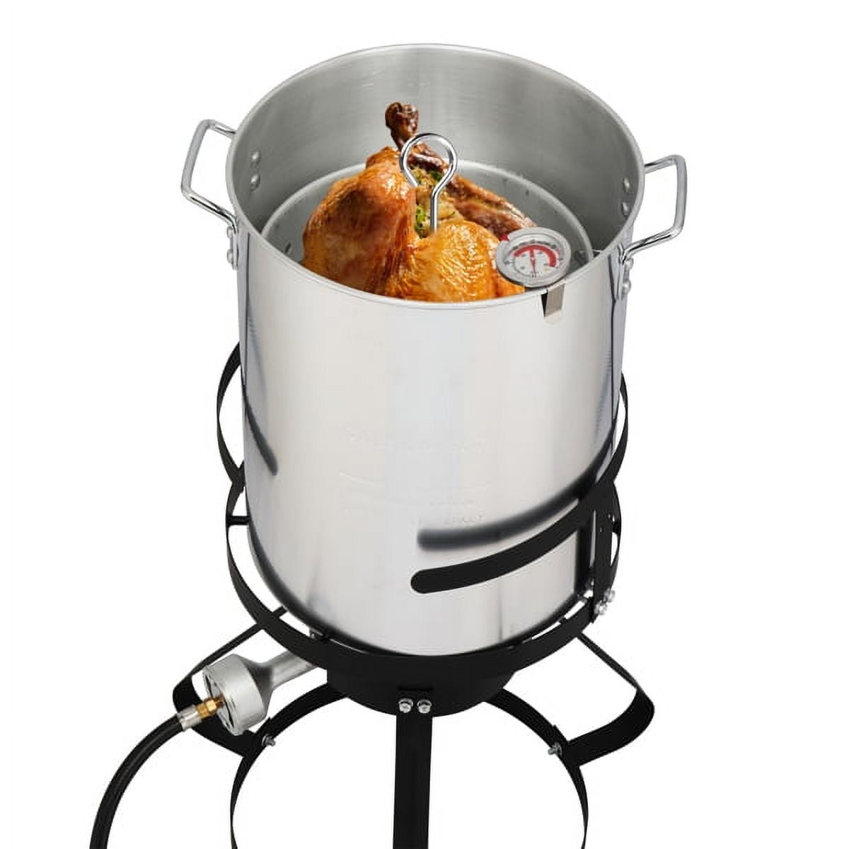 AMEEL Outdoor Gas Fryer Cooking Station with 30qt and 10qt Pots (Black, 13 in x 32 in) o1q1e