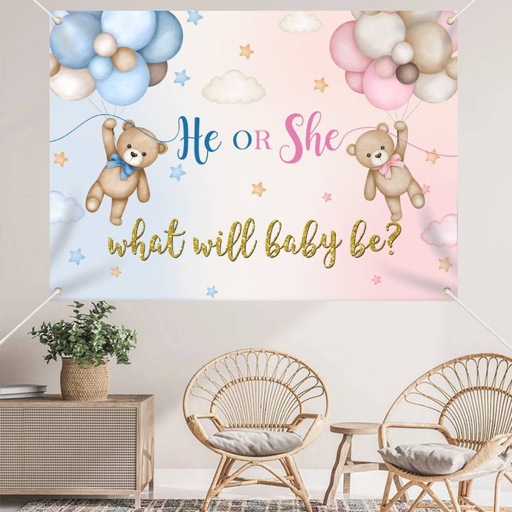 HOBANER Gender Reveal Backdrop Baby Shower Decoration (Pink and Blue, 7 ft x 5 ft) pgwcx